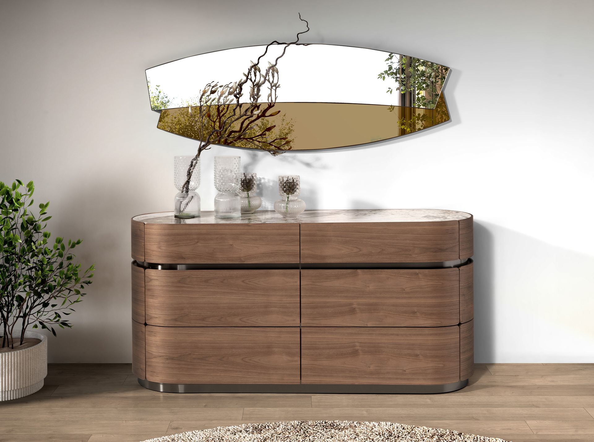 Organic walnut wall mirror