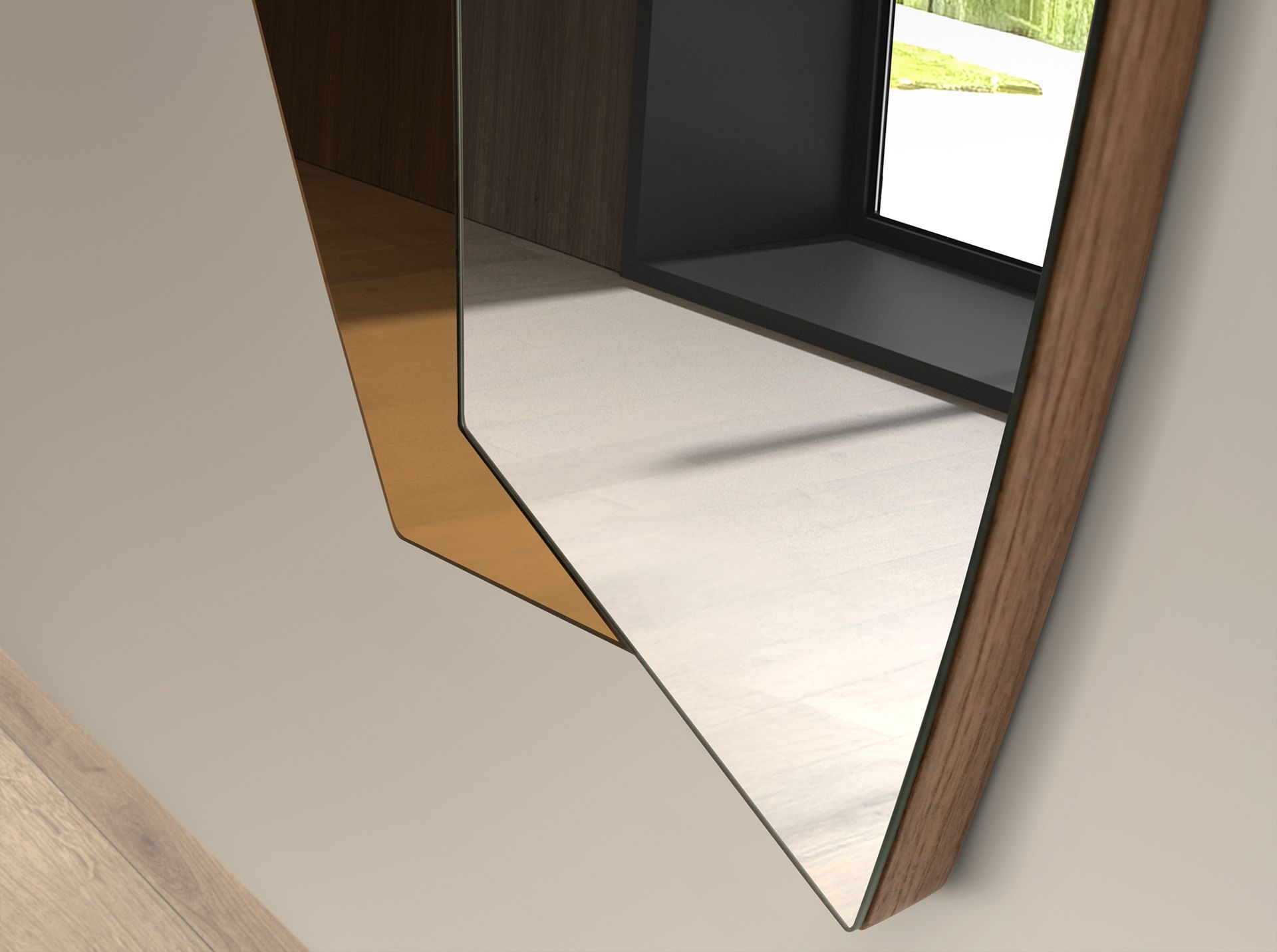Organic walnut wall mirror