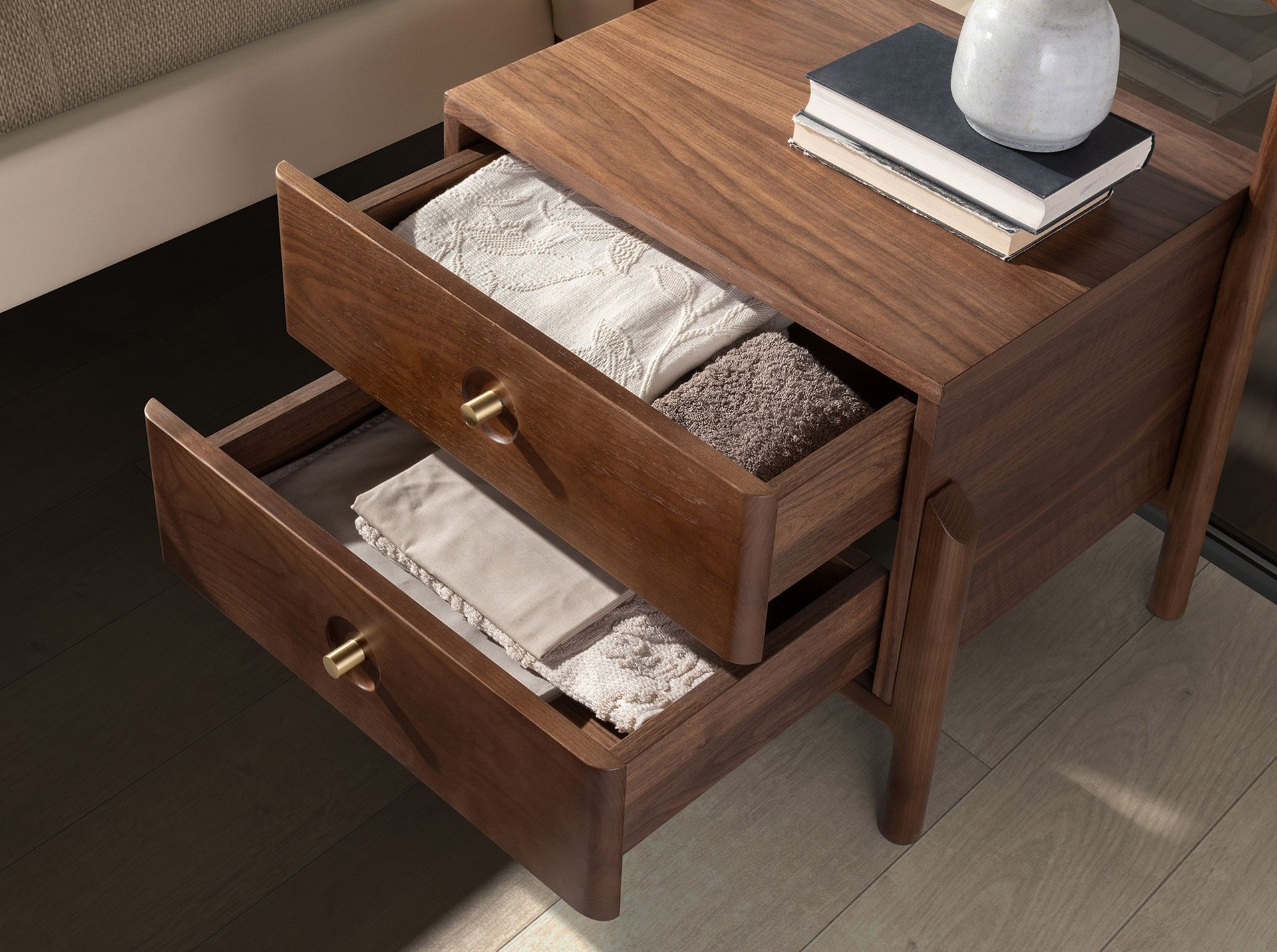 Walnut bedside table