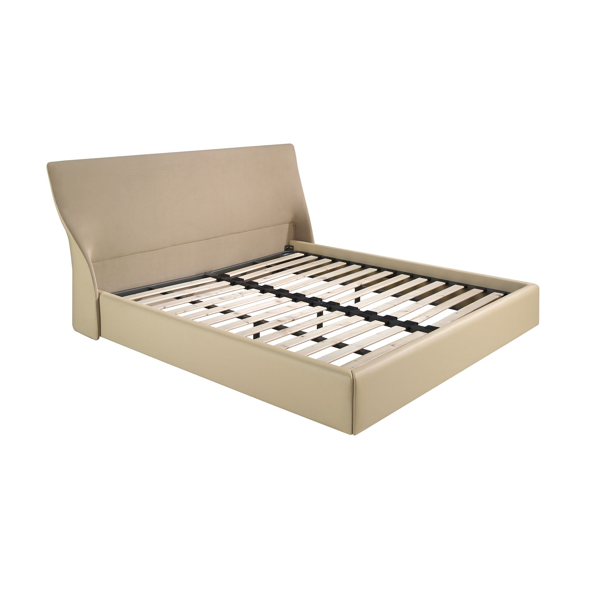 Brown velvet and cream leatherette bed