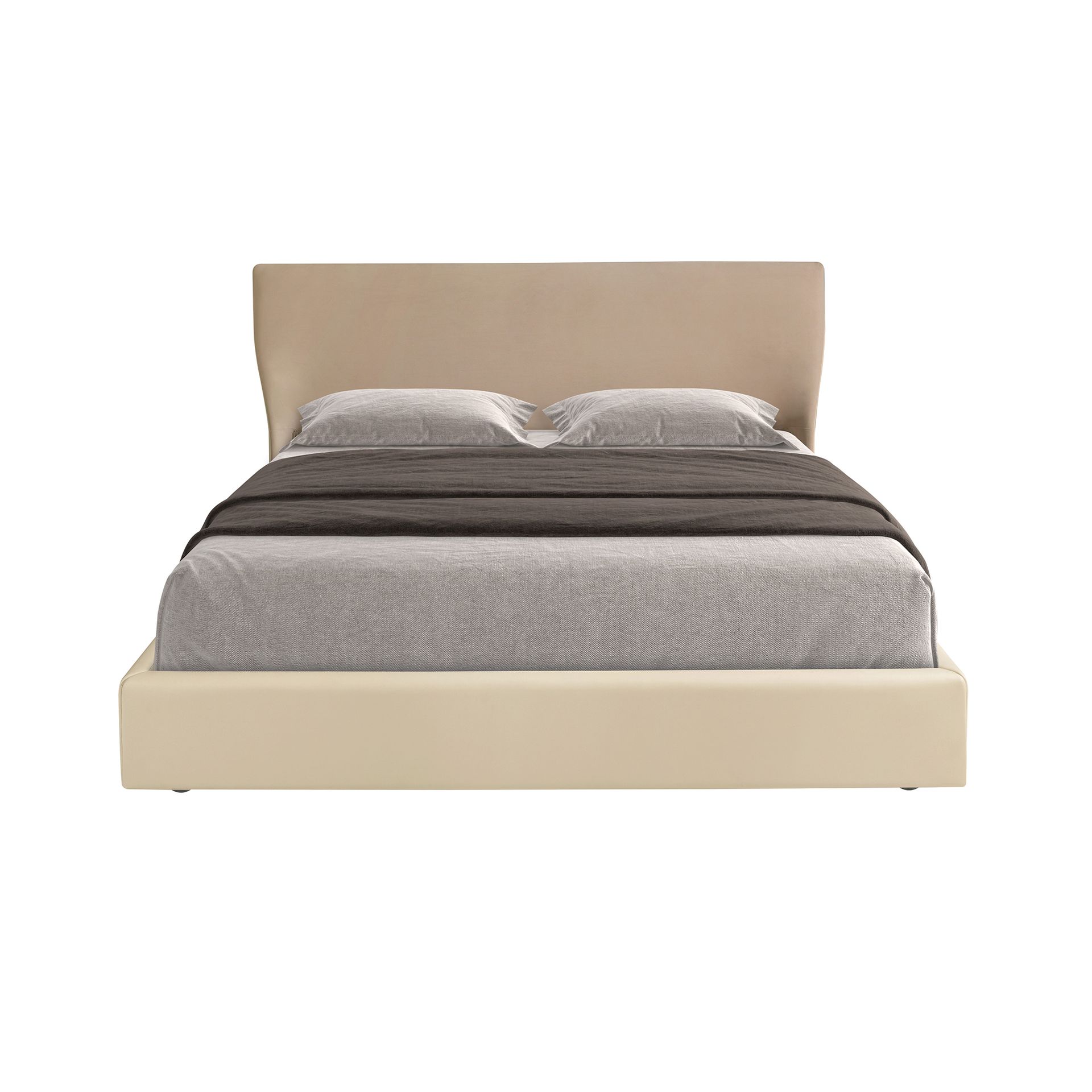 Brown velvet and cream leatherette bed