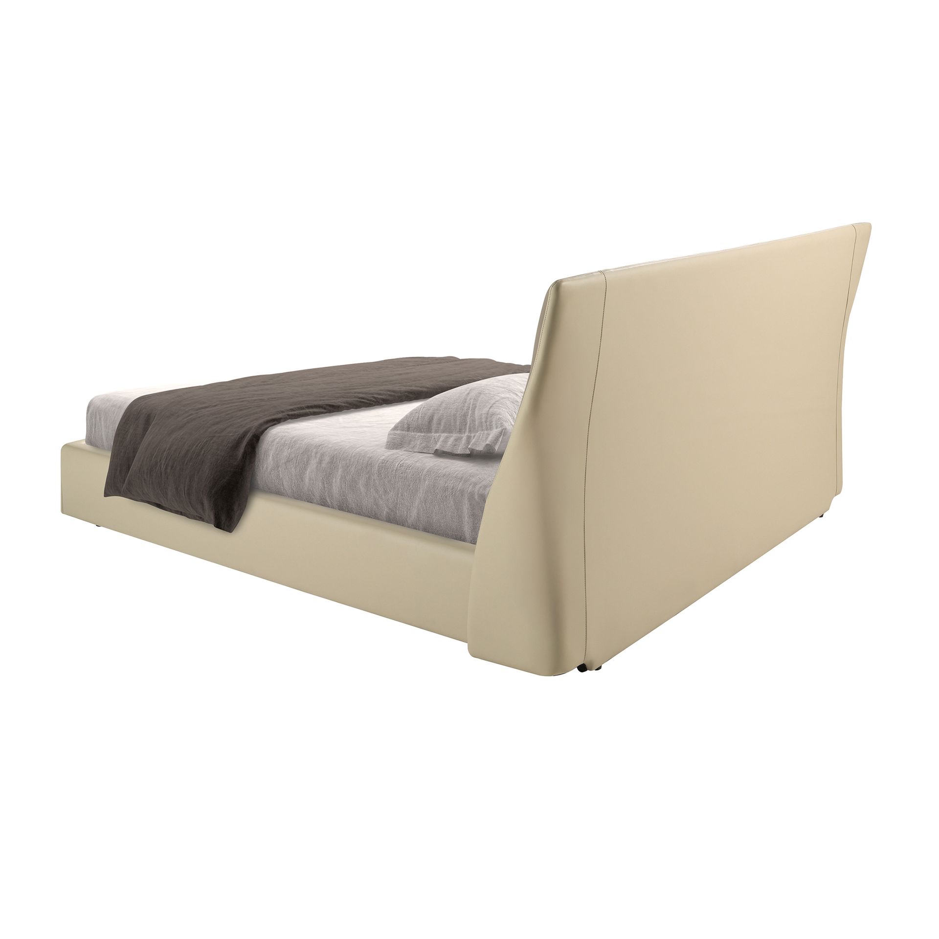 Brown velvet and cream leatherette bed