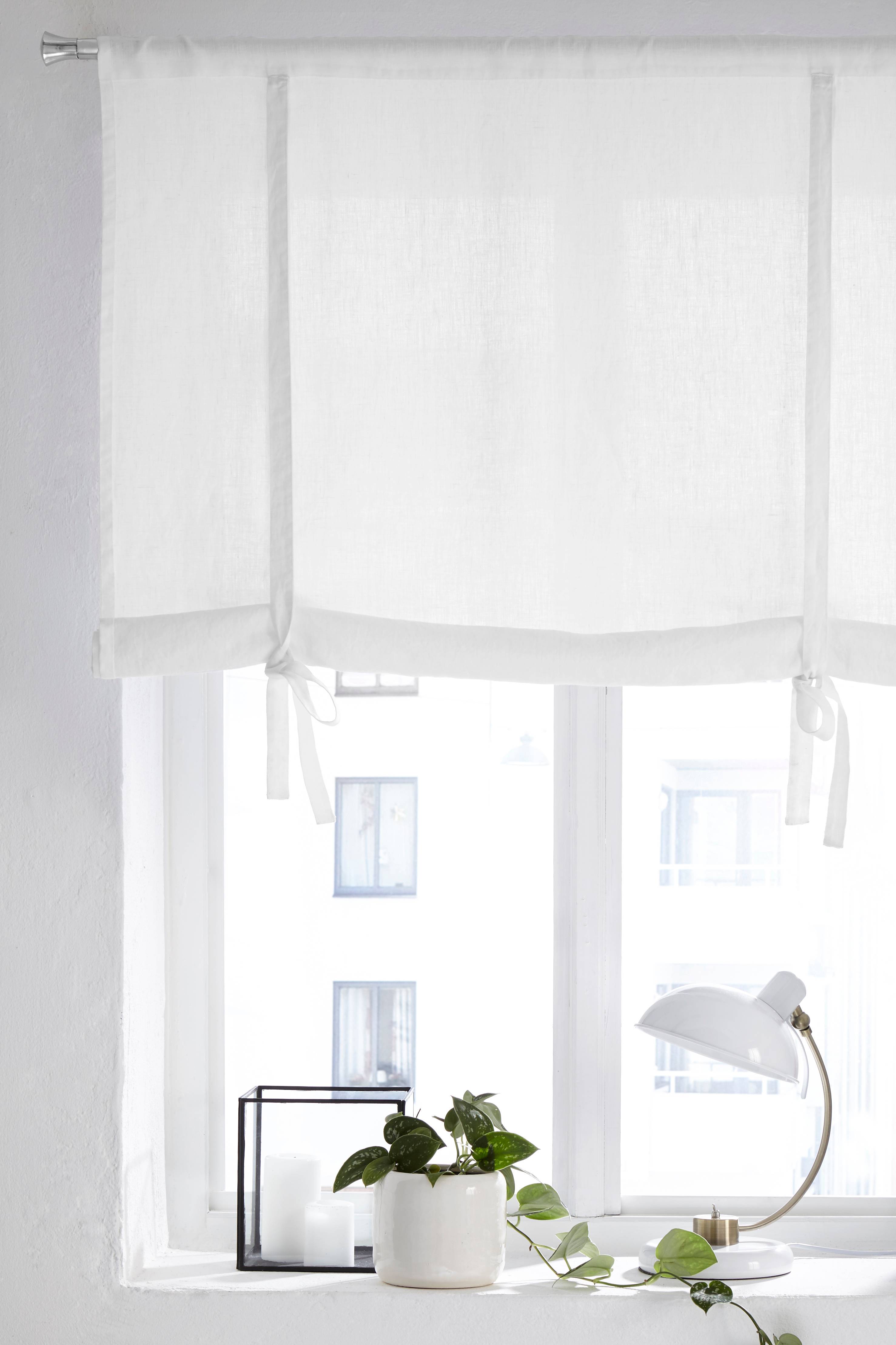 Roll up-gardin i vasket lin Candice