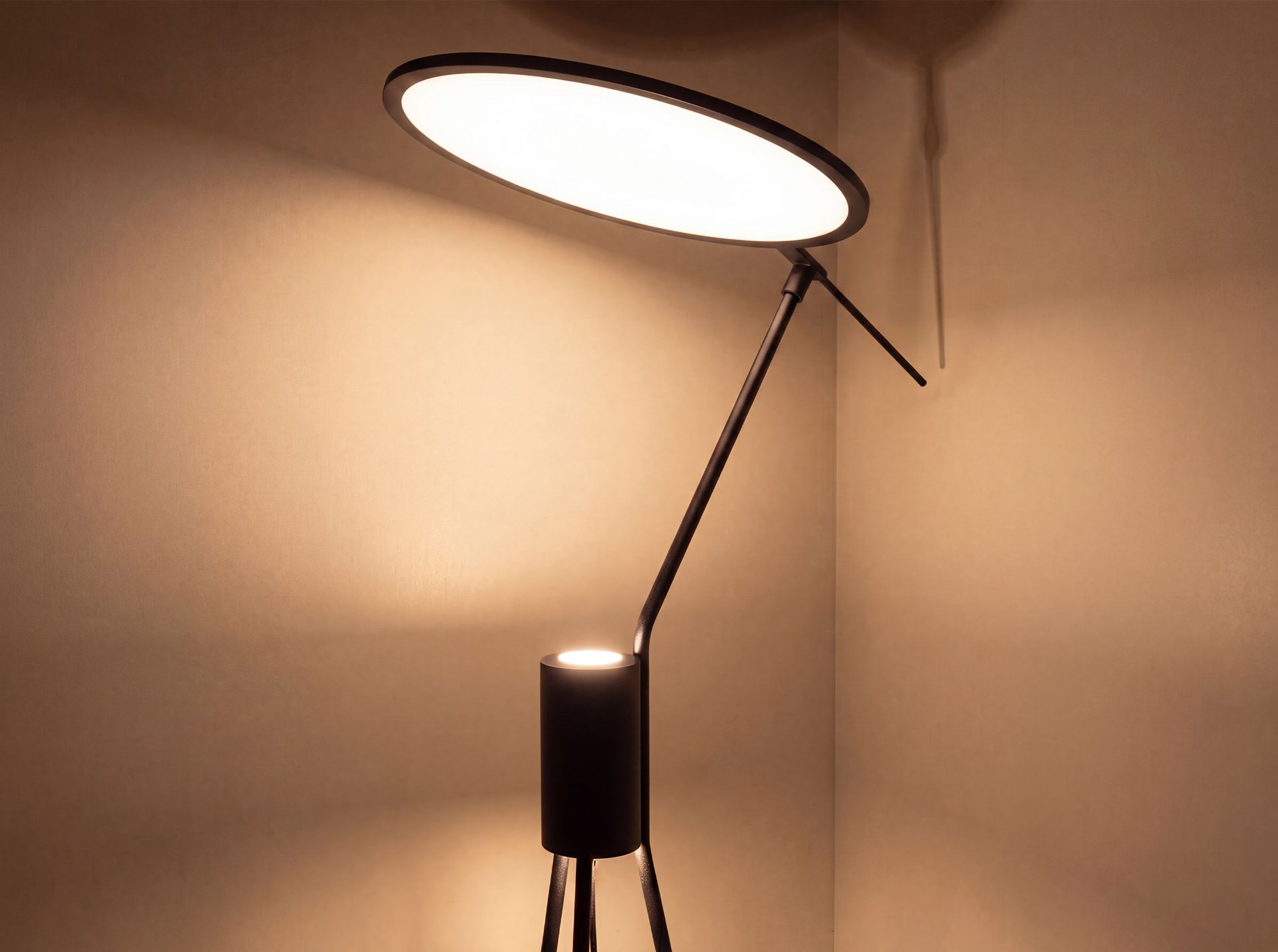 Black steel floor lamp