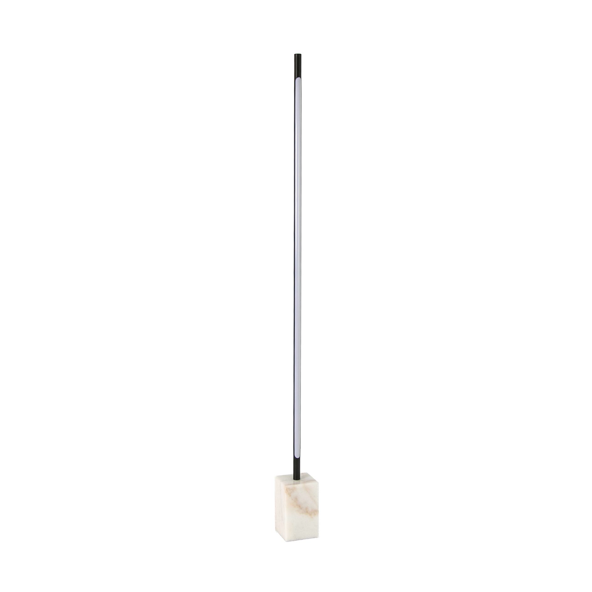 Black steel floor lamp with porcelain marble base