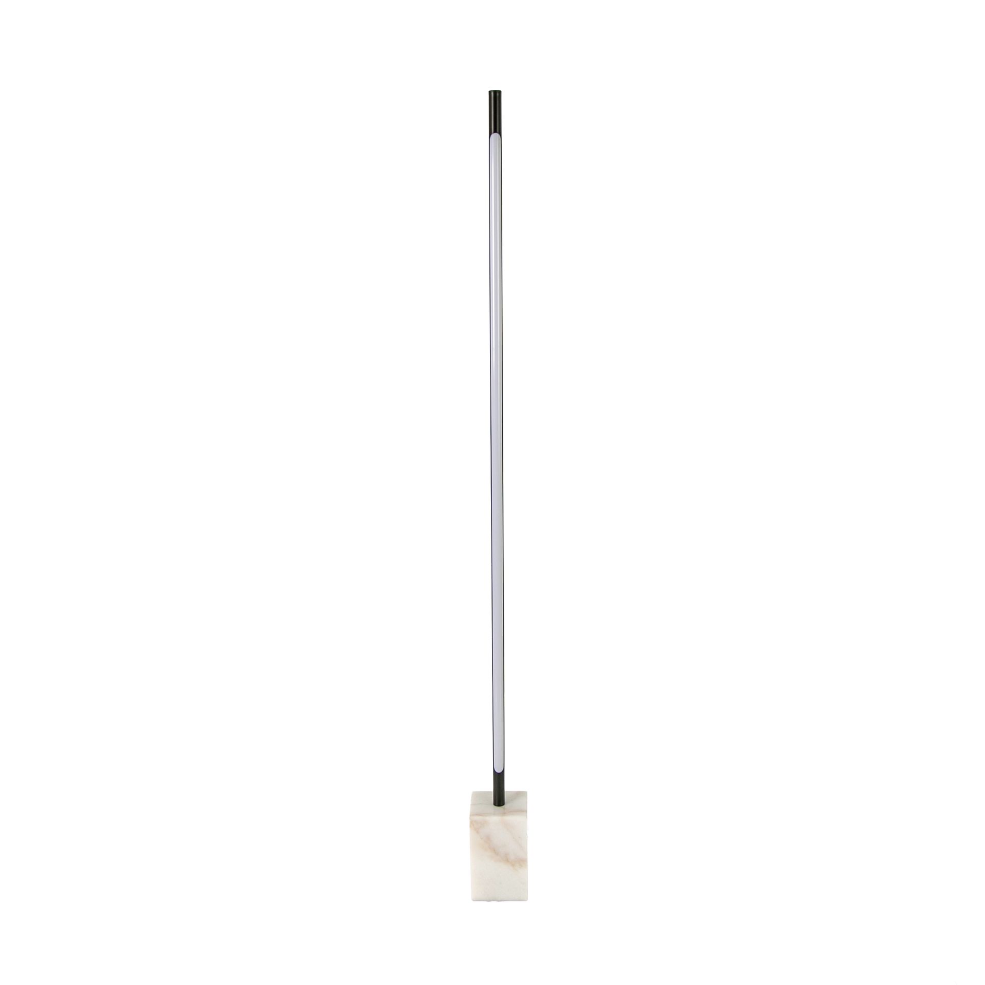 Black steel floor lamp with porcelain marble base