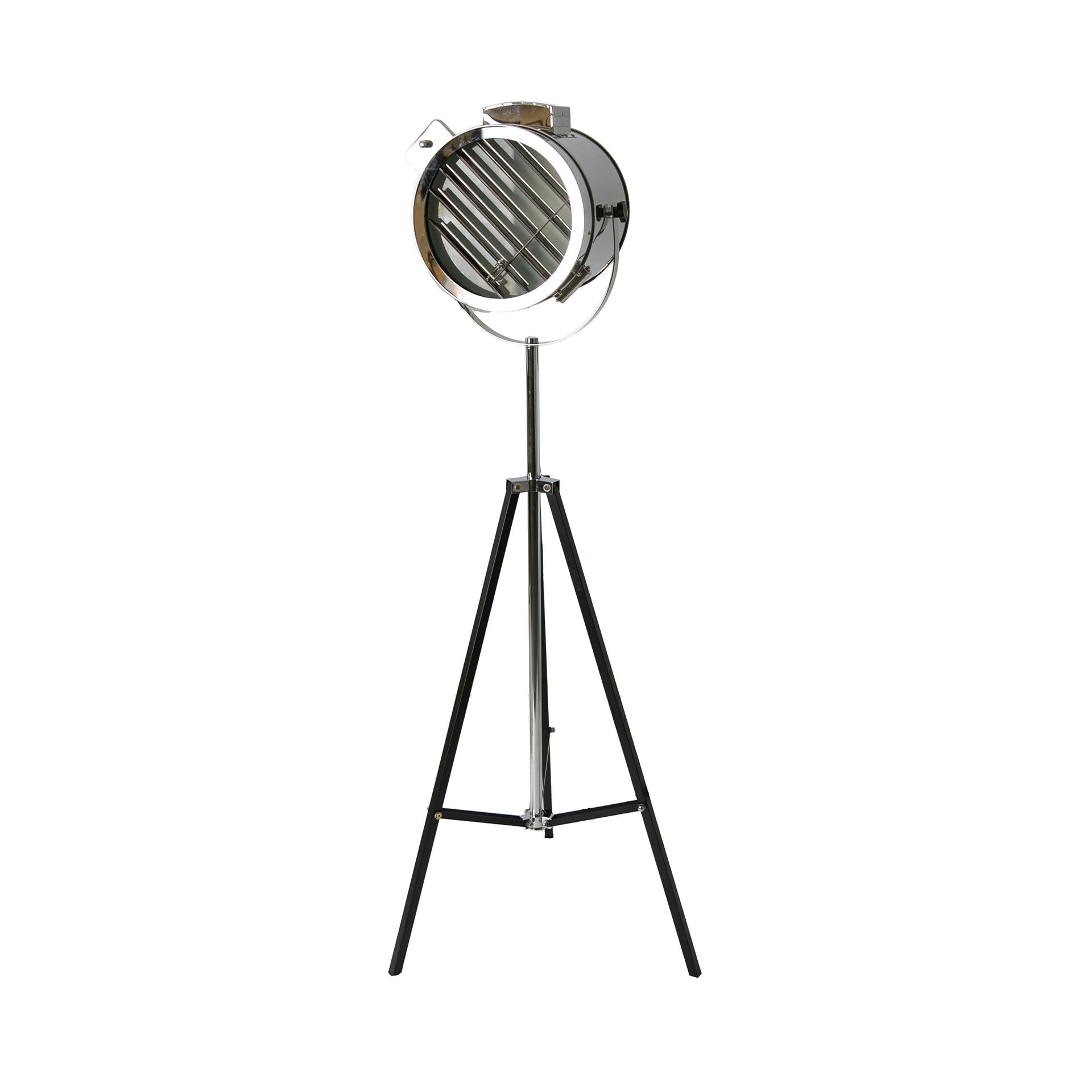 Chrome steel and black steel floor lamp