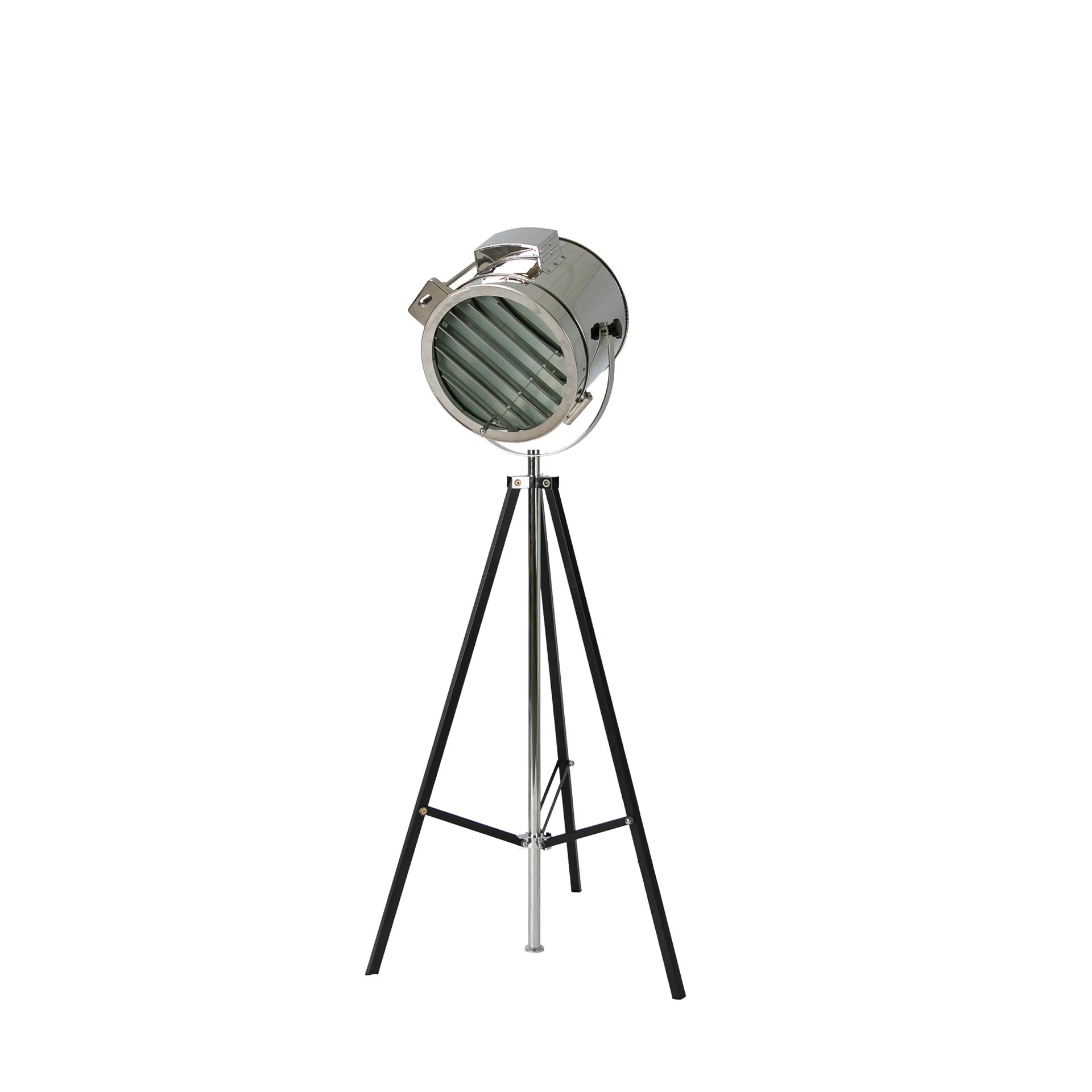 Chrome steel and black steel floor lamp