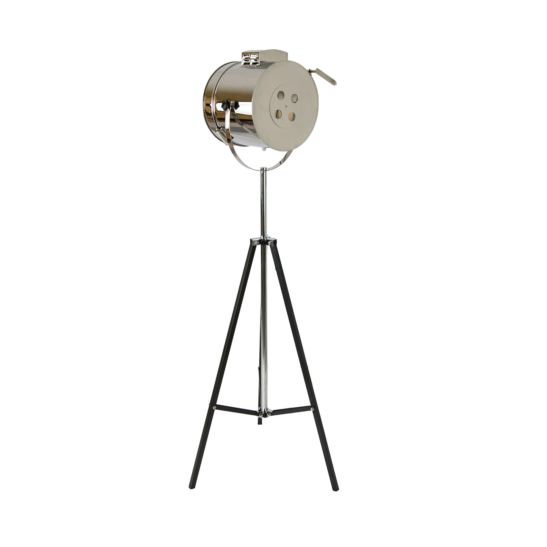 Chrome steel and black steel floor lamp