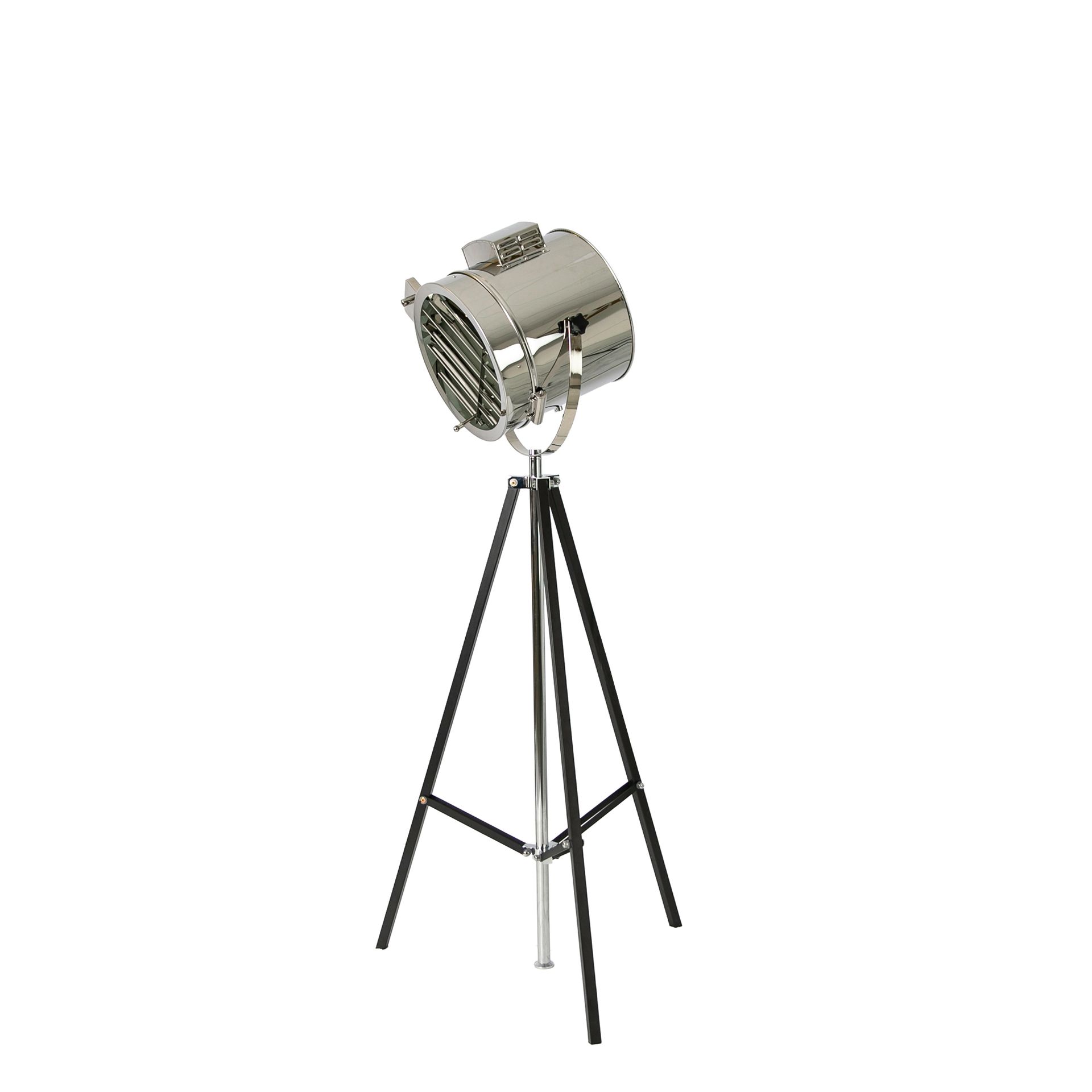 Chrome steel and black steel floor lamp