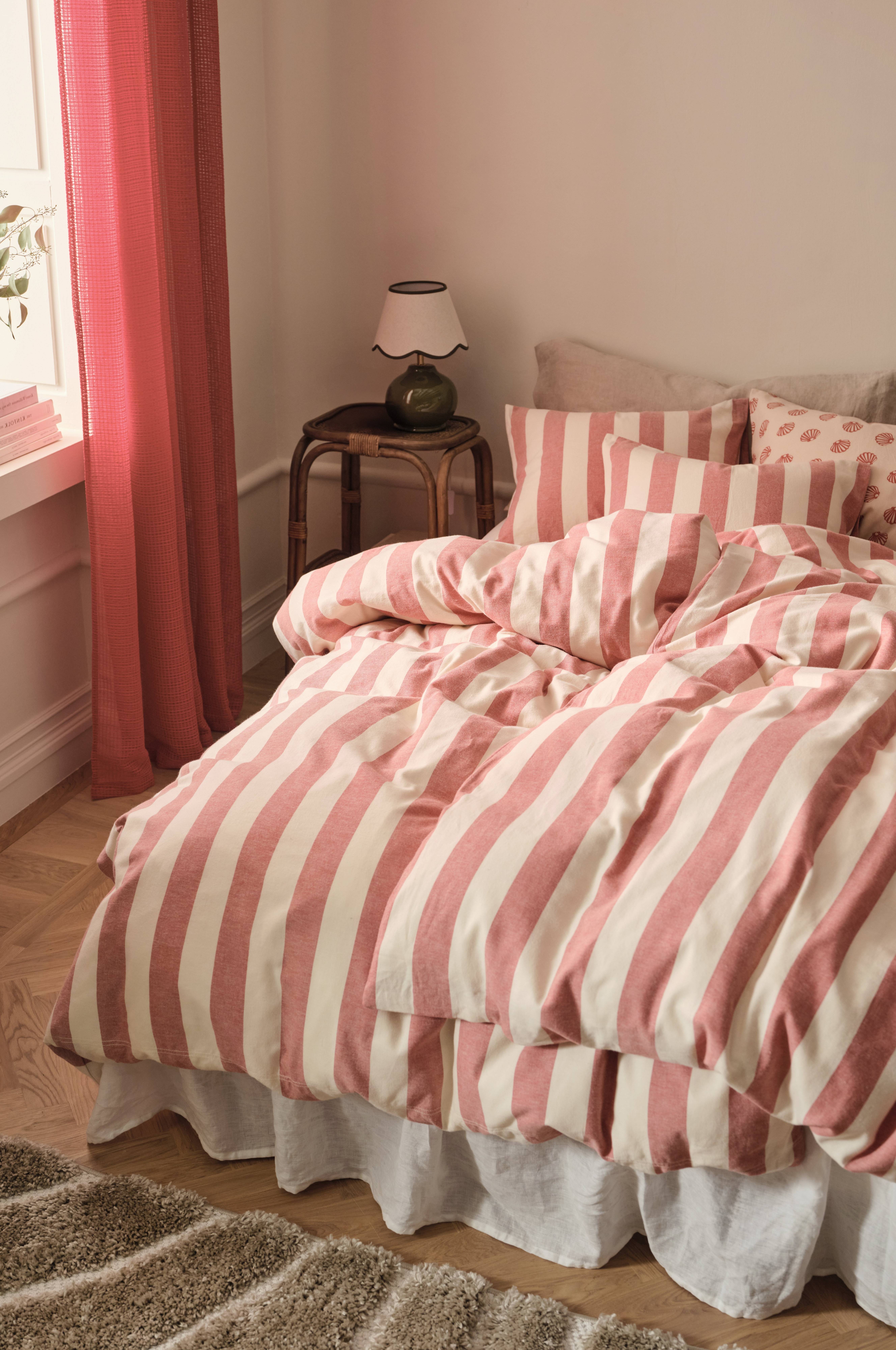 Dynetrekksett Valerie Block Stripe i bomullsflanell, 2 stk.