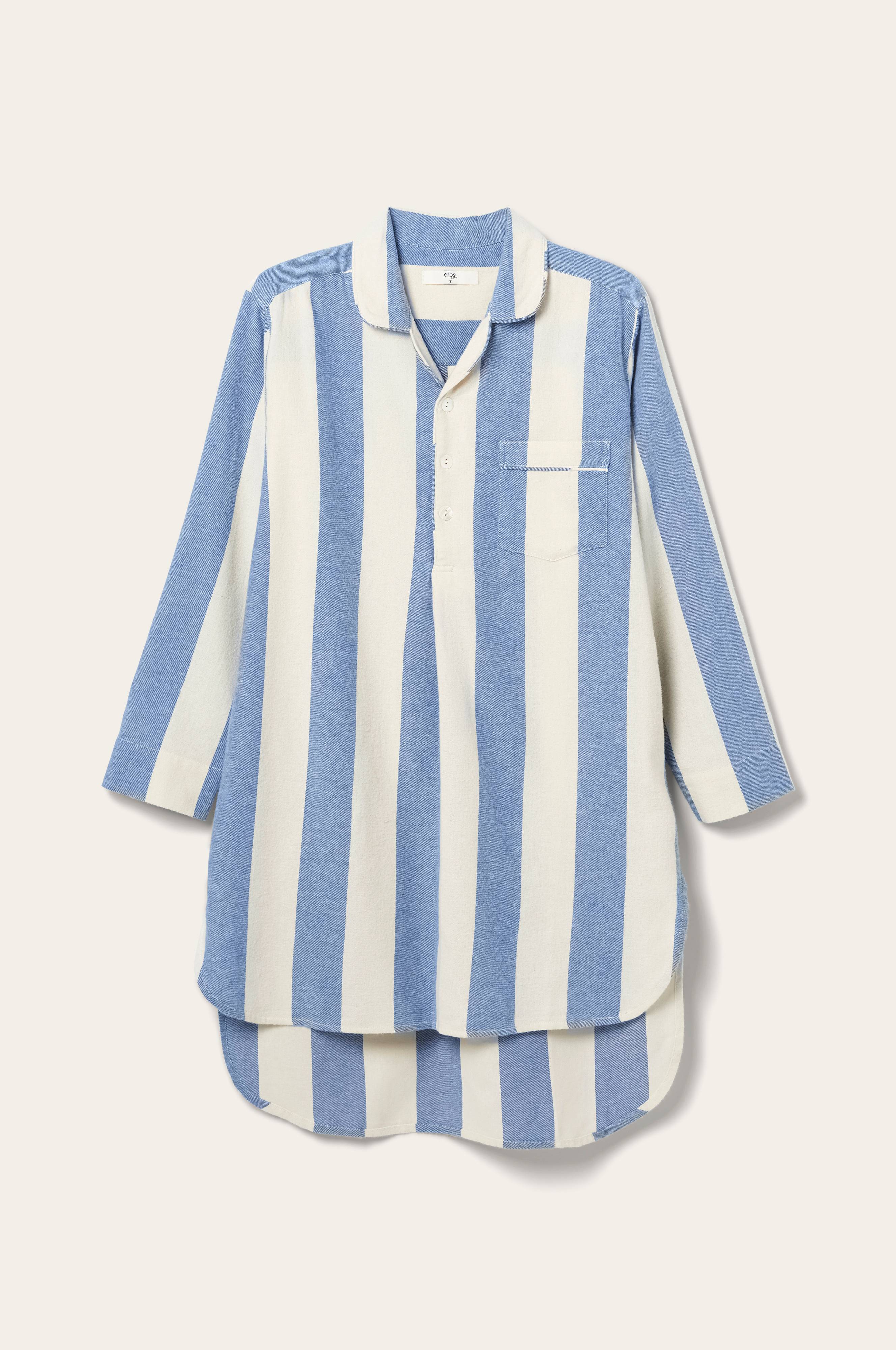 Nattskjorte Valerie Block Stripe i bomullsflanell