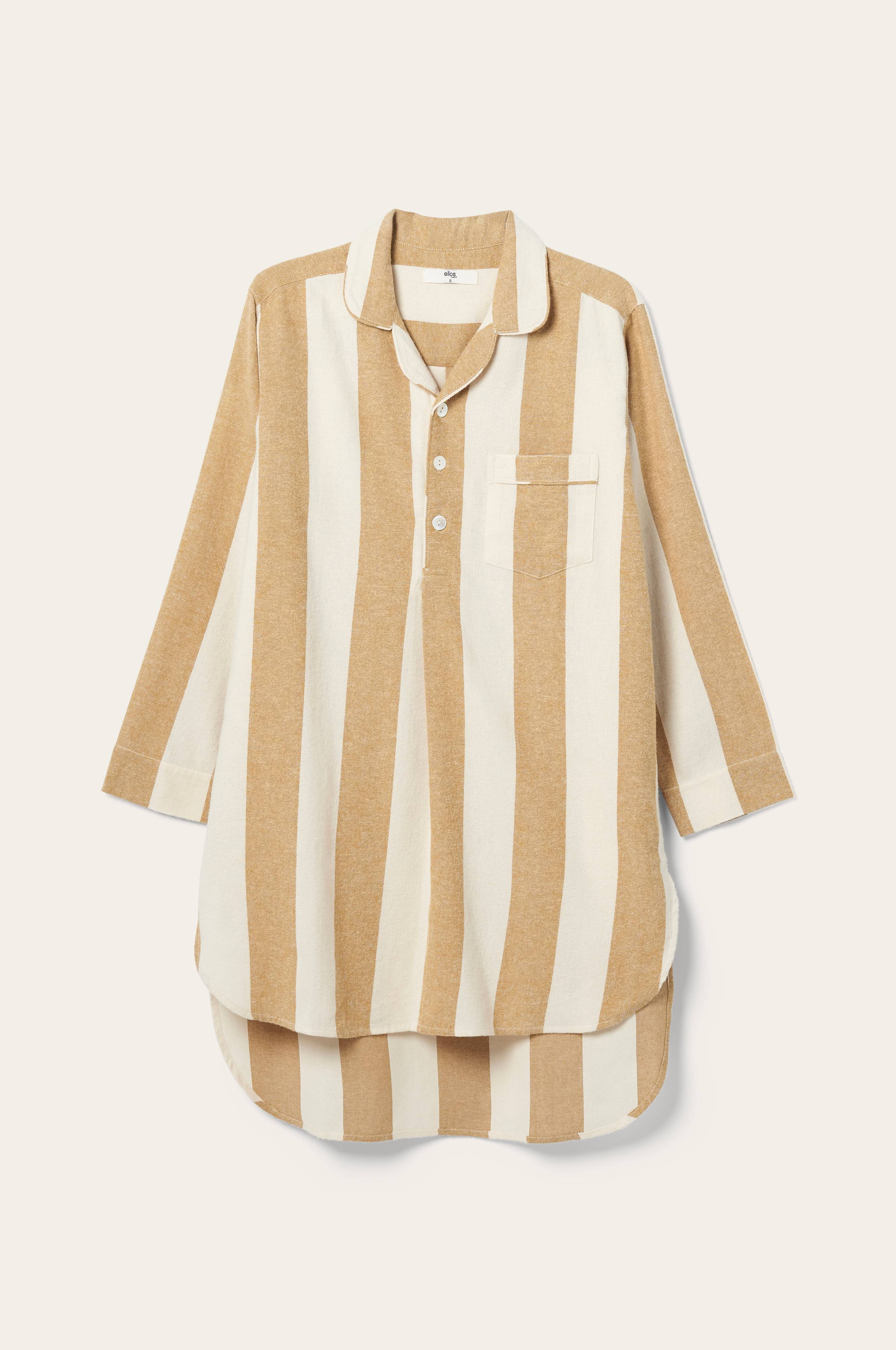 Nattskjorte Valerie Block Stripe i bomullsflanell