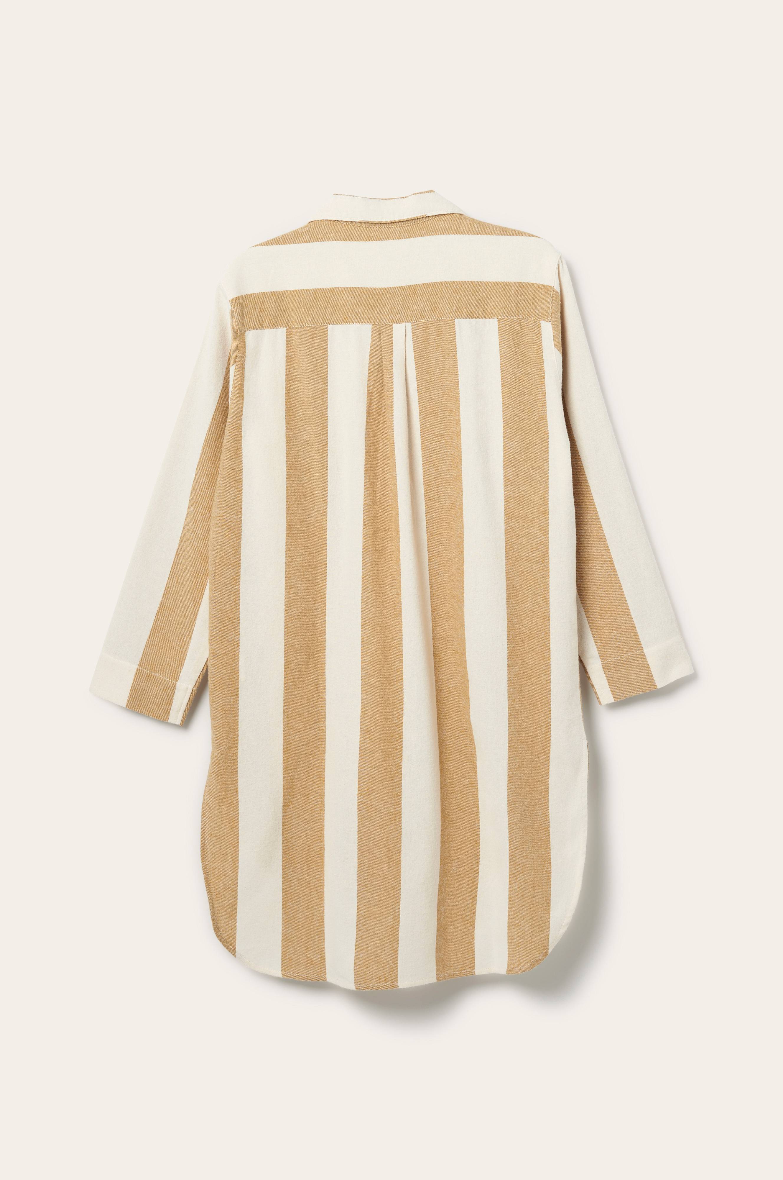 Nattskjorte Valerie Block Stripe i bomullsflanell