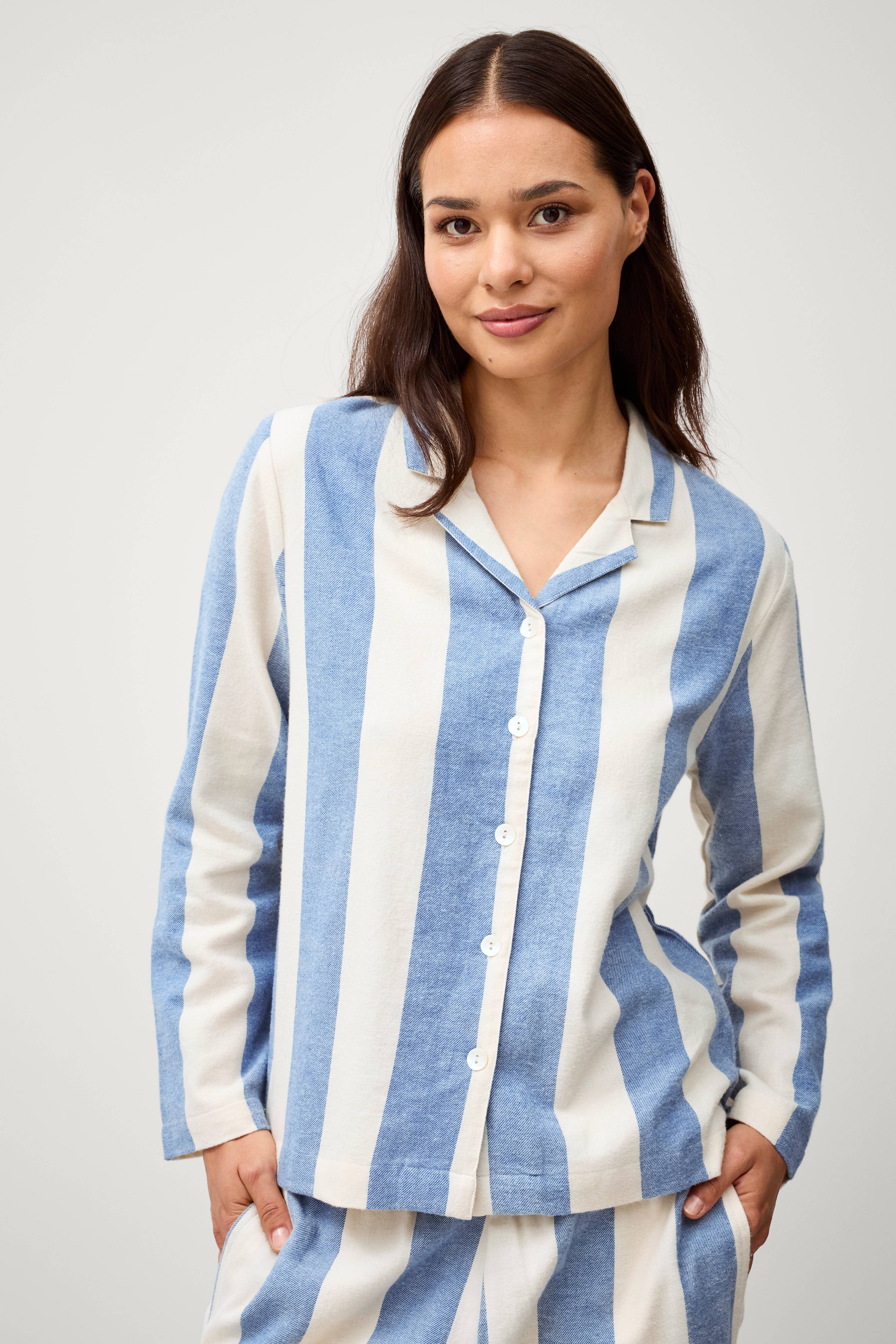 Pysjamasskjorte Valerie Block Stripe Long Sleeve