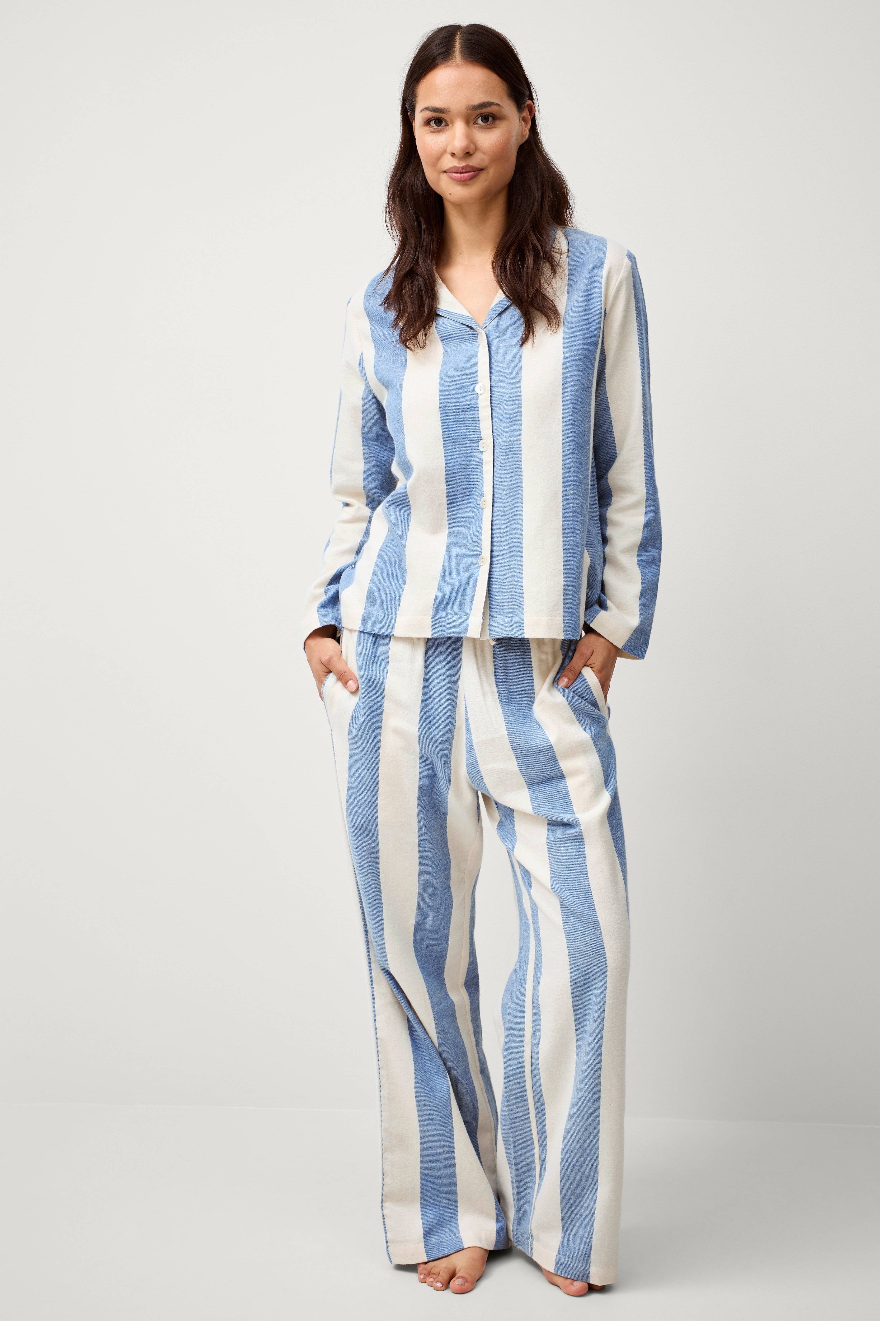 Pysjamasskjorte Valerie Block Stripe Long Sleeve