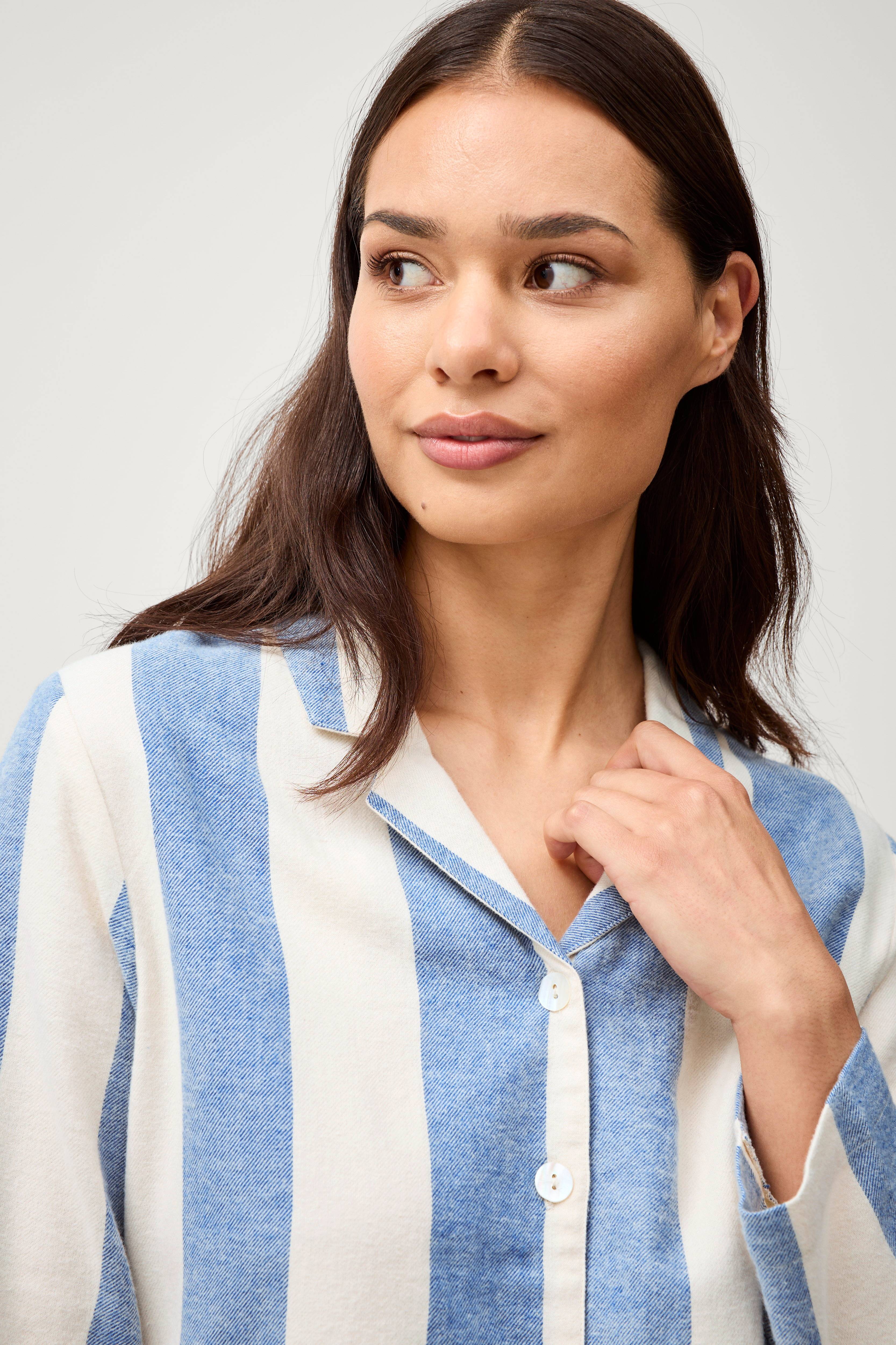 Pysjamasskjorte Valerie Block Stripe Long Sleeve