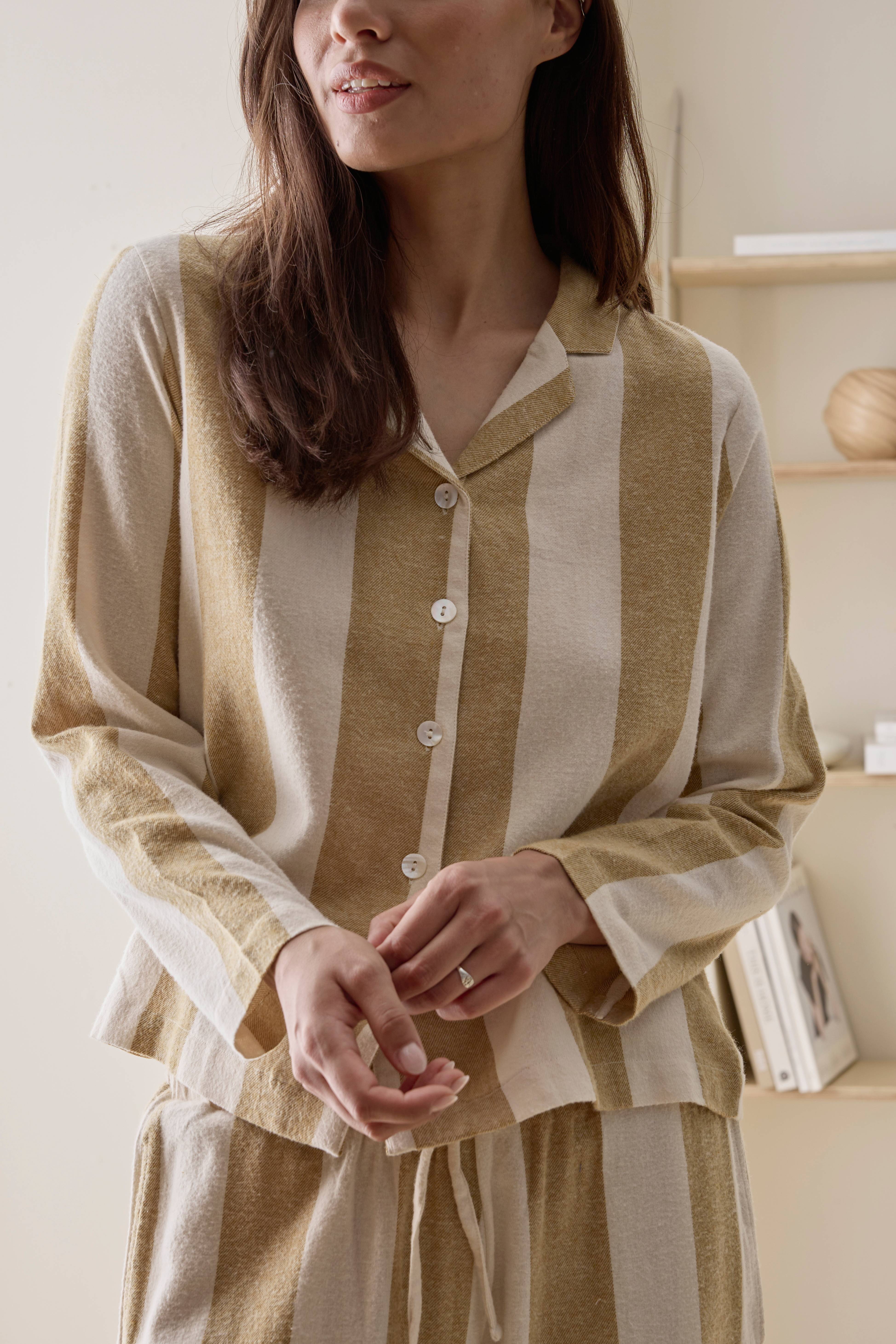 Pysjamasskjorte Valerie Block Stripe Long Sleeve