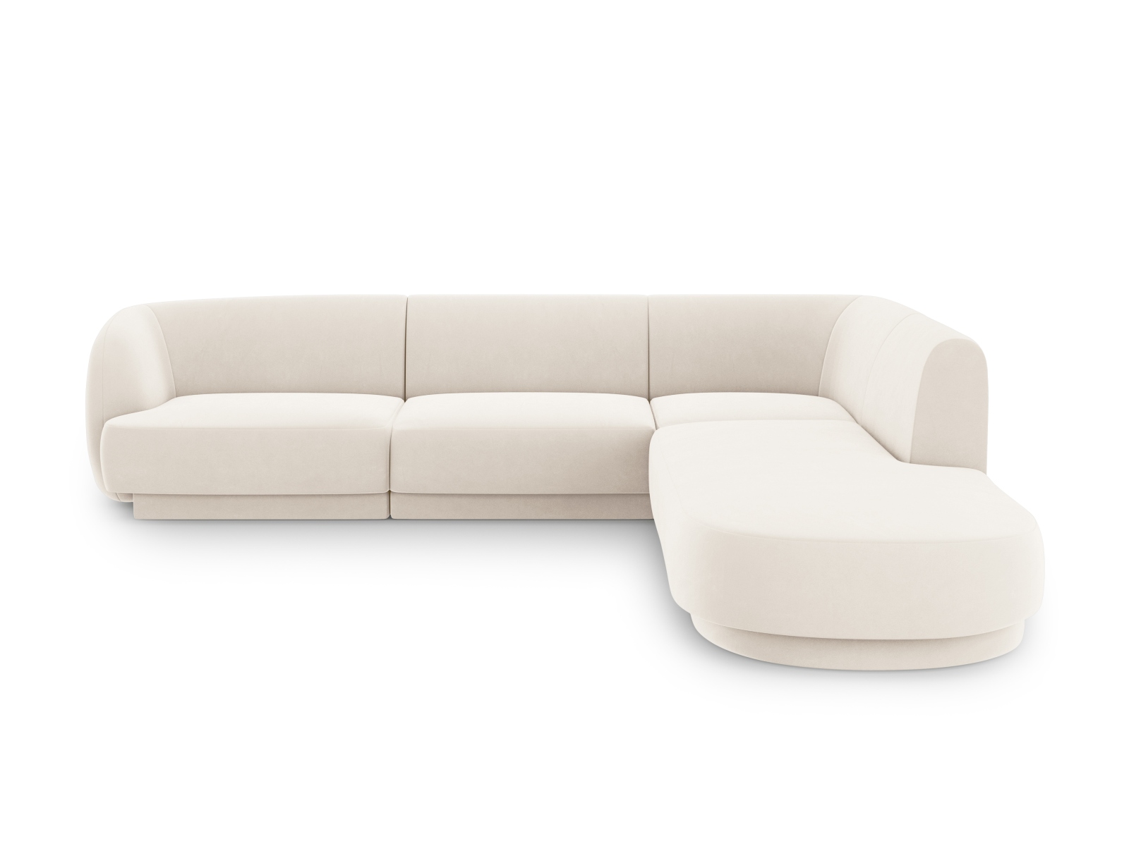 Velvet Right Corner Sofa, "Miley", 6 Seats, 255x248x70