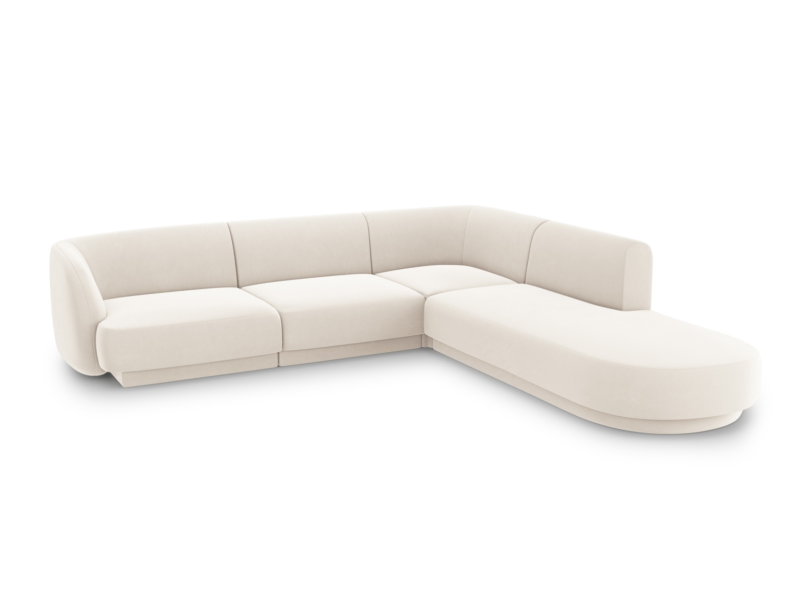 Velvet Right Corner Sofa, "Miley", 6 Seats, 255x248x70