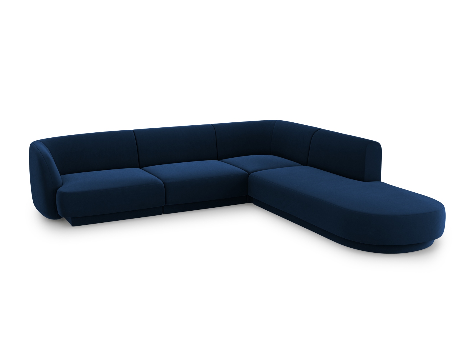 Velvet Right Corner Sofa, "Miley", 6 Seats, 255x248x70