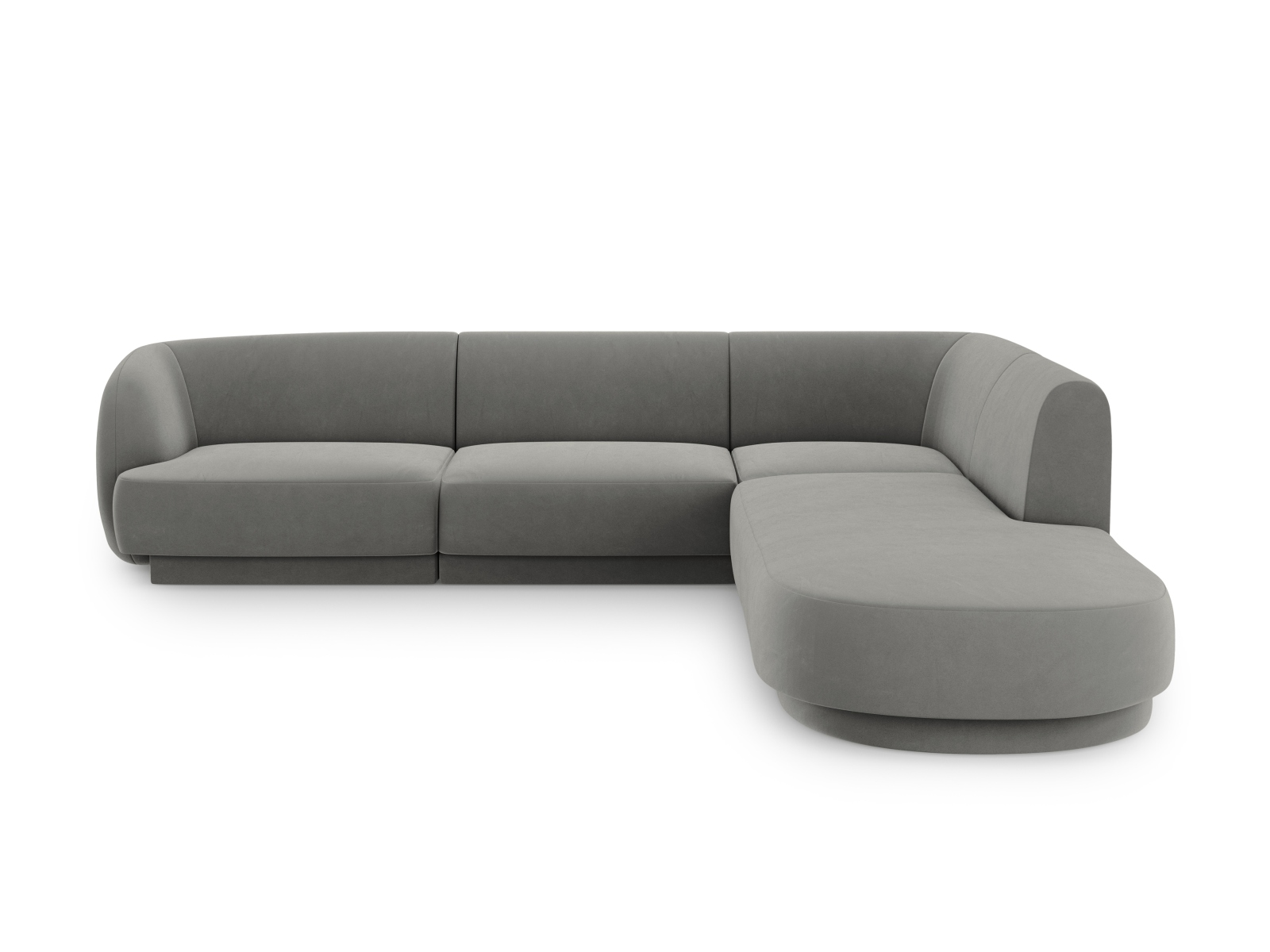 Velvet Right Corner Sofa, "Miley", 6 Seats, 255x248x70