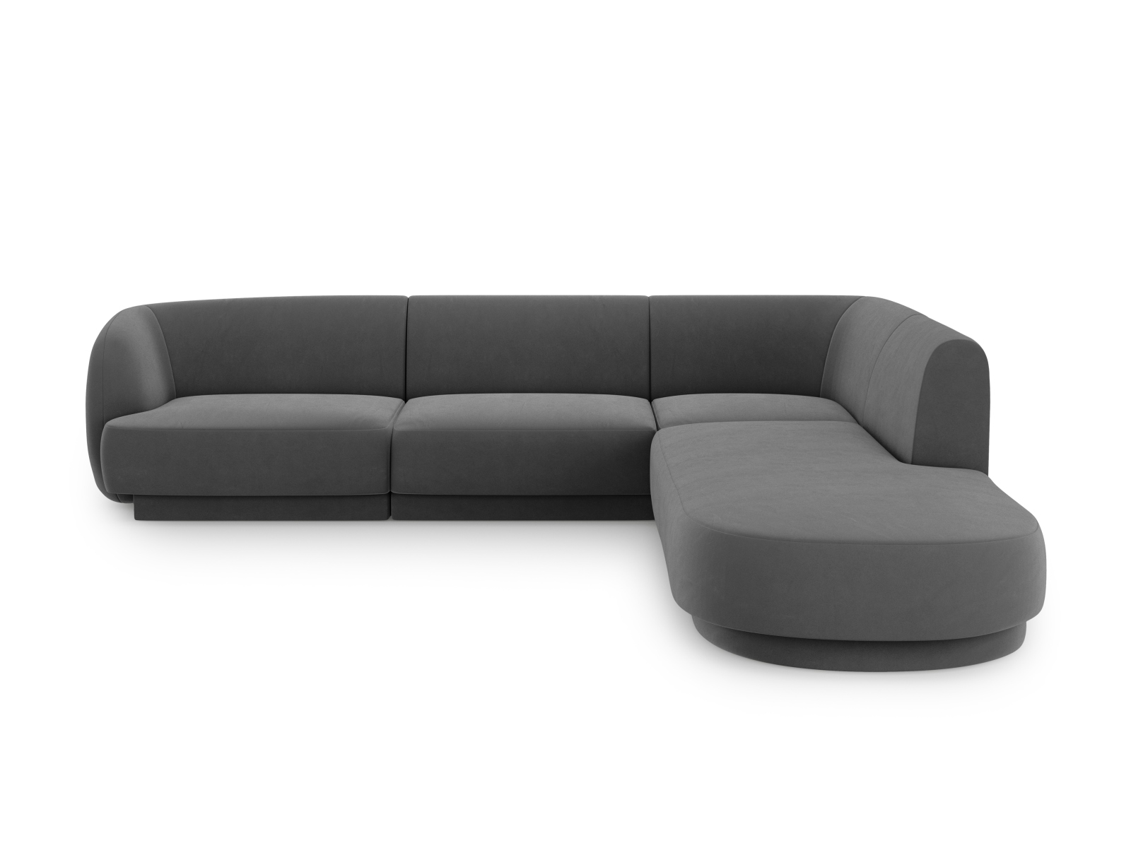Velvet Right Corner Sofa, "Miley", 6 Seats, 255x248x70