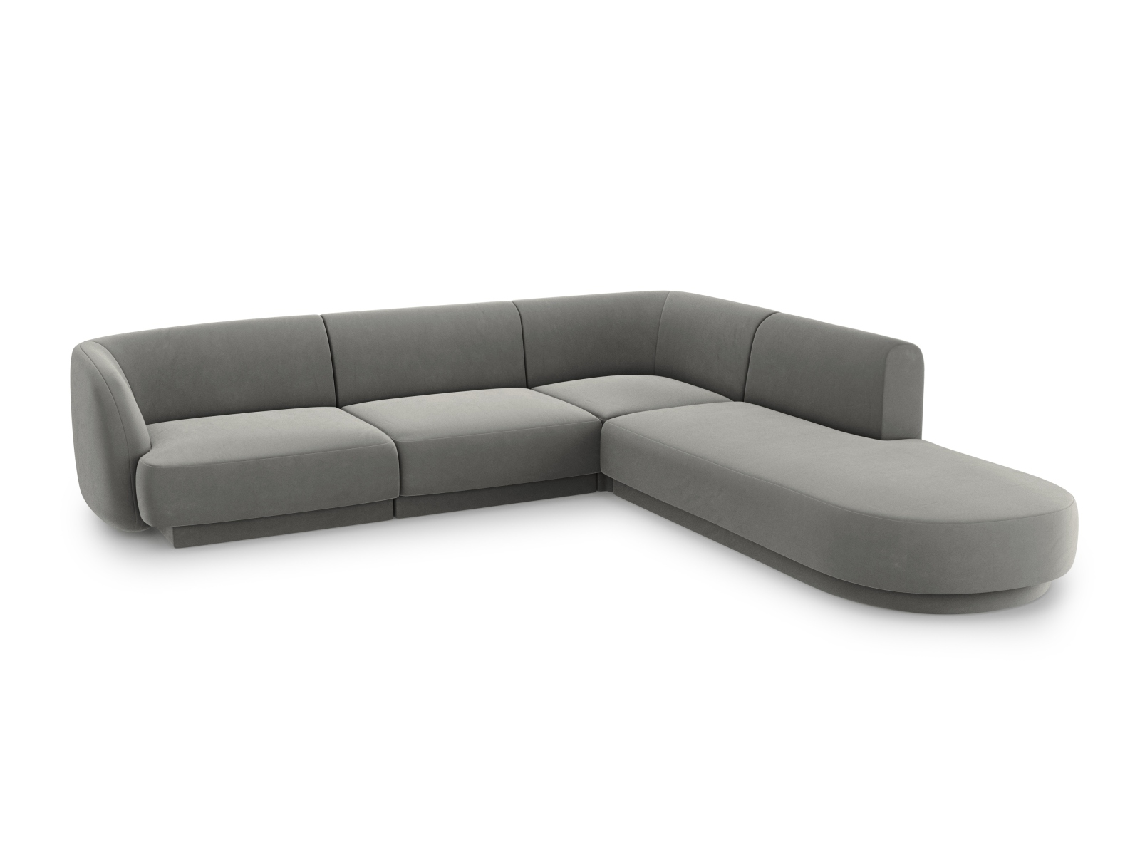 Velvet Right Corner Sofa, "Miley", 6 Seats, 255x248x70