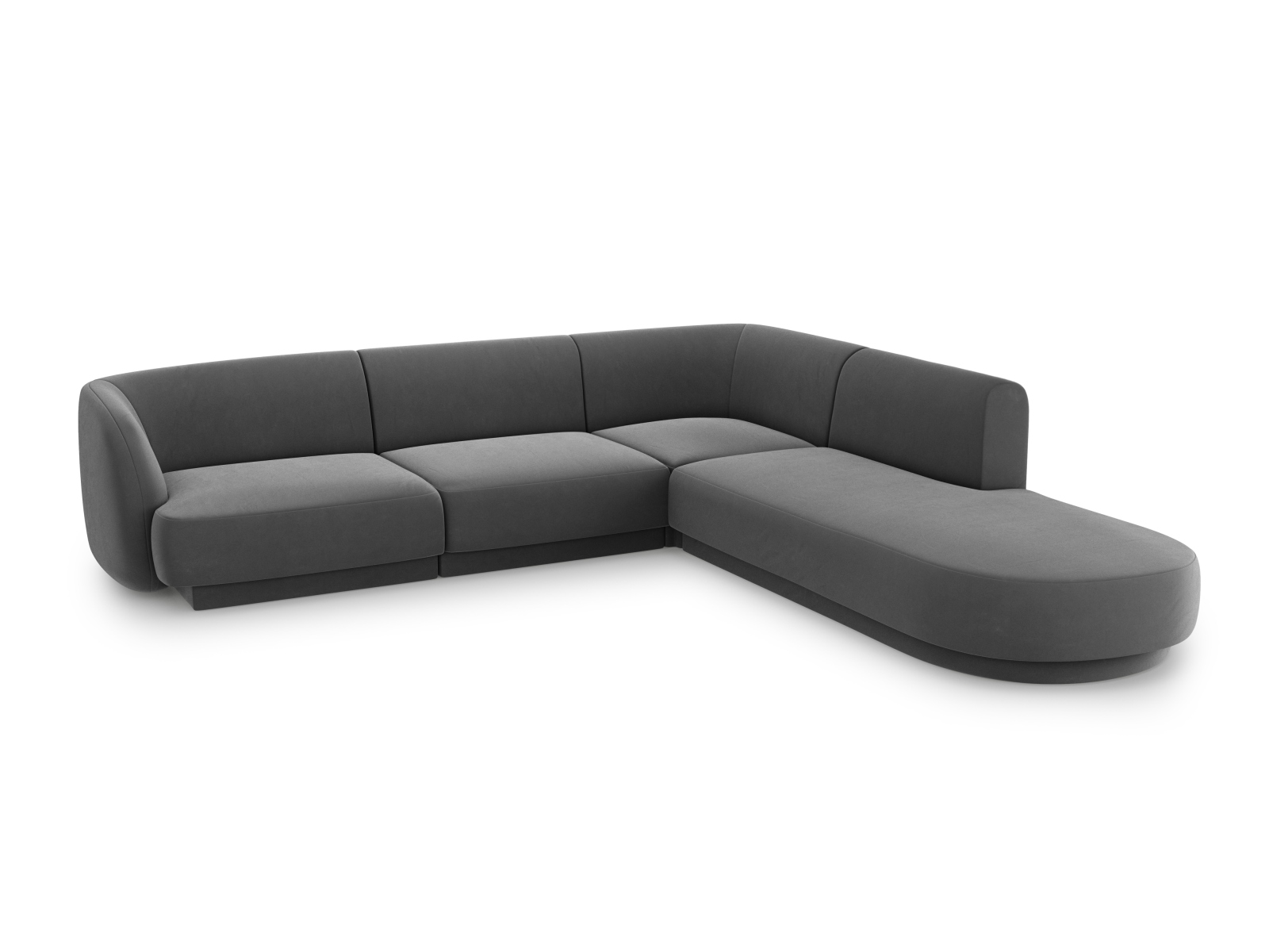 Velvet Right Corner Sofa, "Miley", 6 Seats, 255x248x70