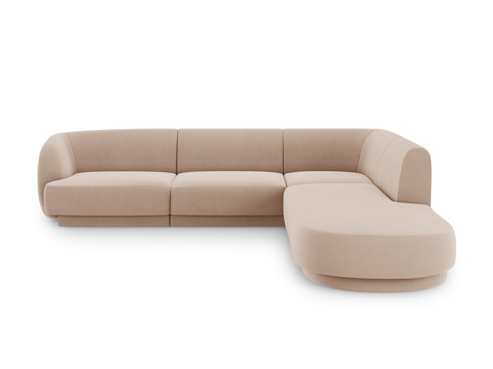 Velvet Right Corner Sofa, "Miley", 6 Seats, 255x248x70