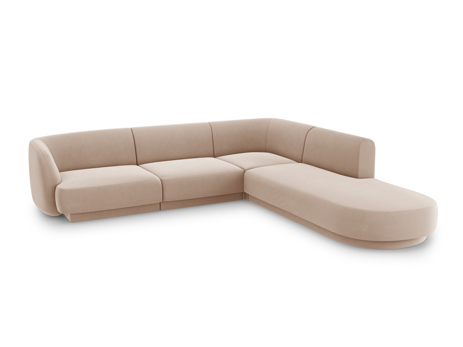 Velvet Right Corner Sofa, "Miley", 6 Seats, 255x248x70