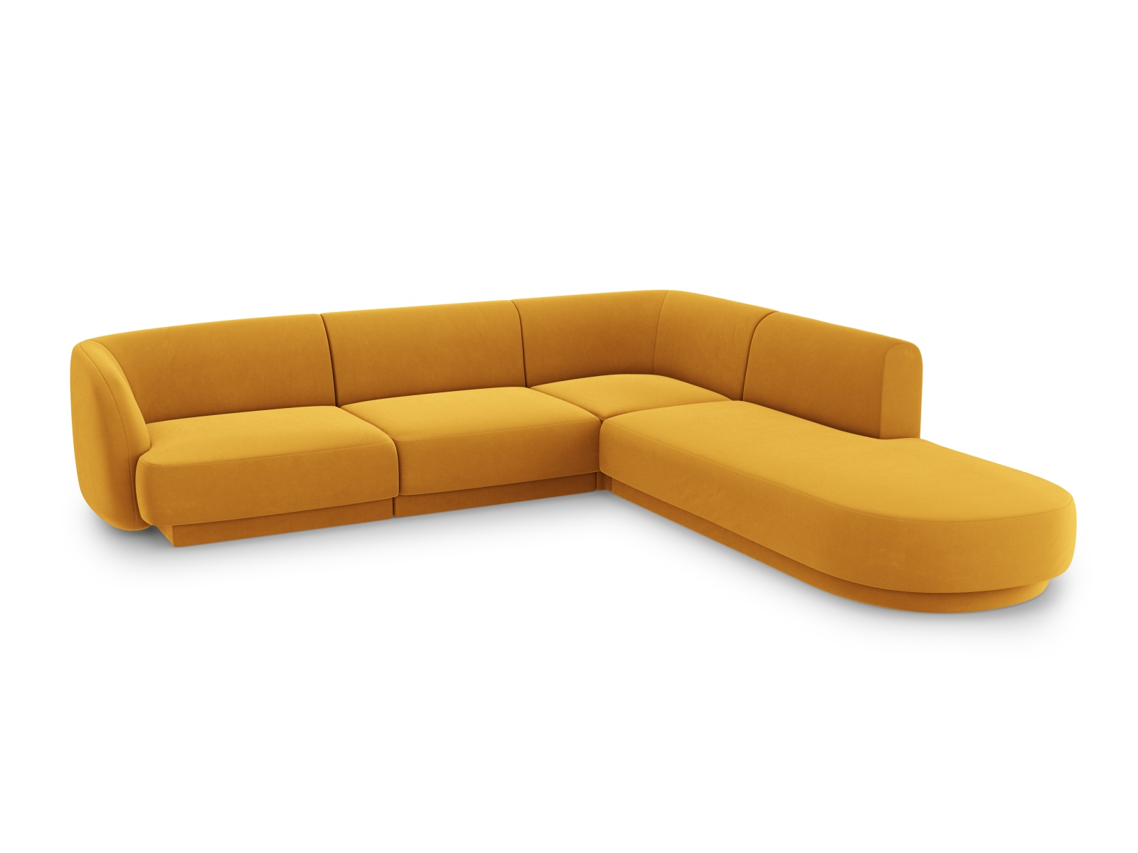 Velvet Right Corner Sofa, "Miley", 6 Seats, 255x248x70