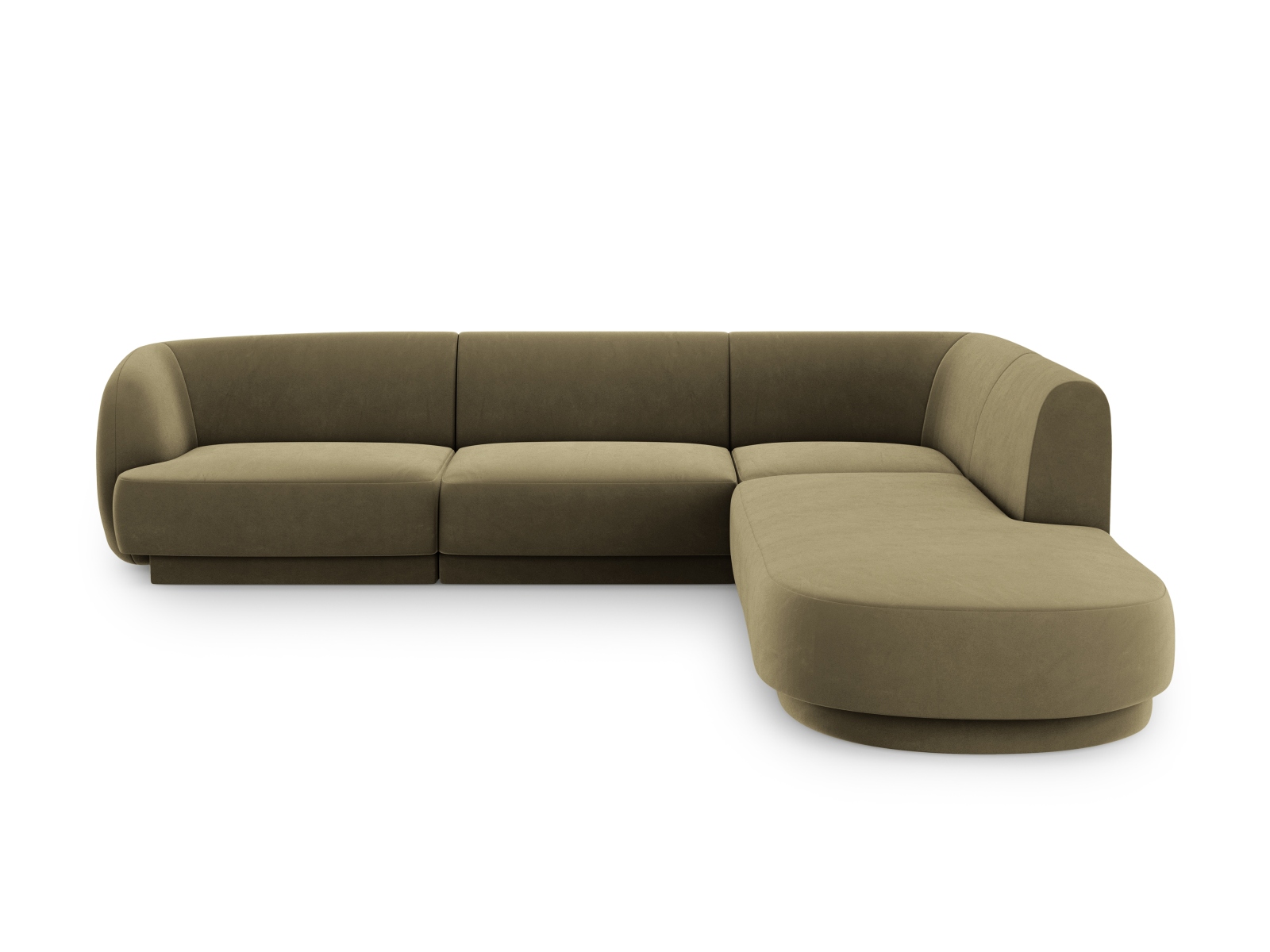 Velvet Right Corner Sofa, "Miley", 6 Seats, 255x248x70