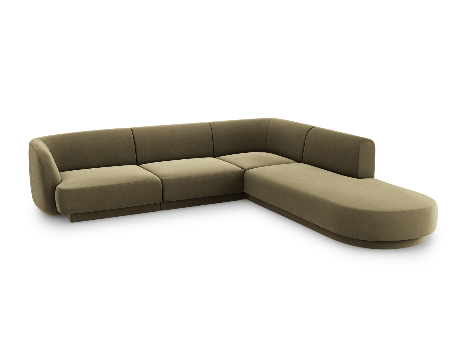 Velvet Right Corner Sofa, "Miley", 6 Seats, 255x248x70