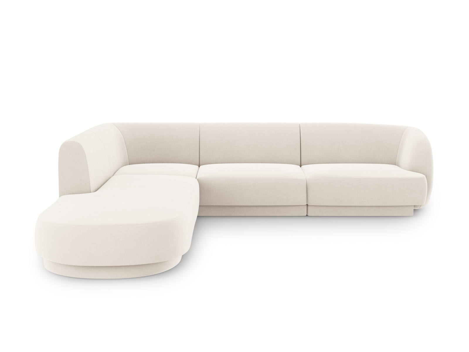 Velvet Left Corner Sofa, "Miley", 6 Seats, 255x248x70