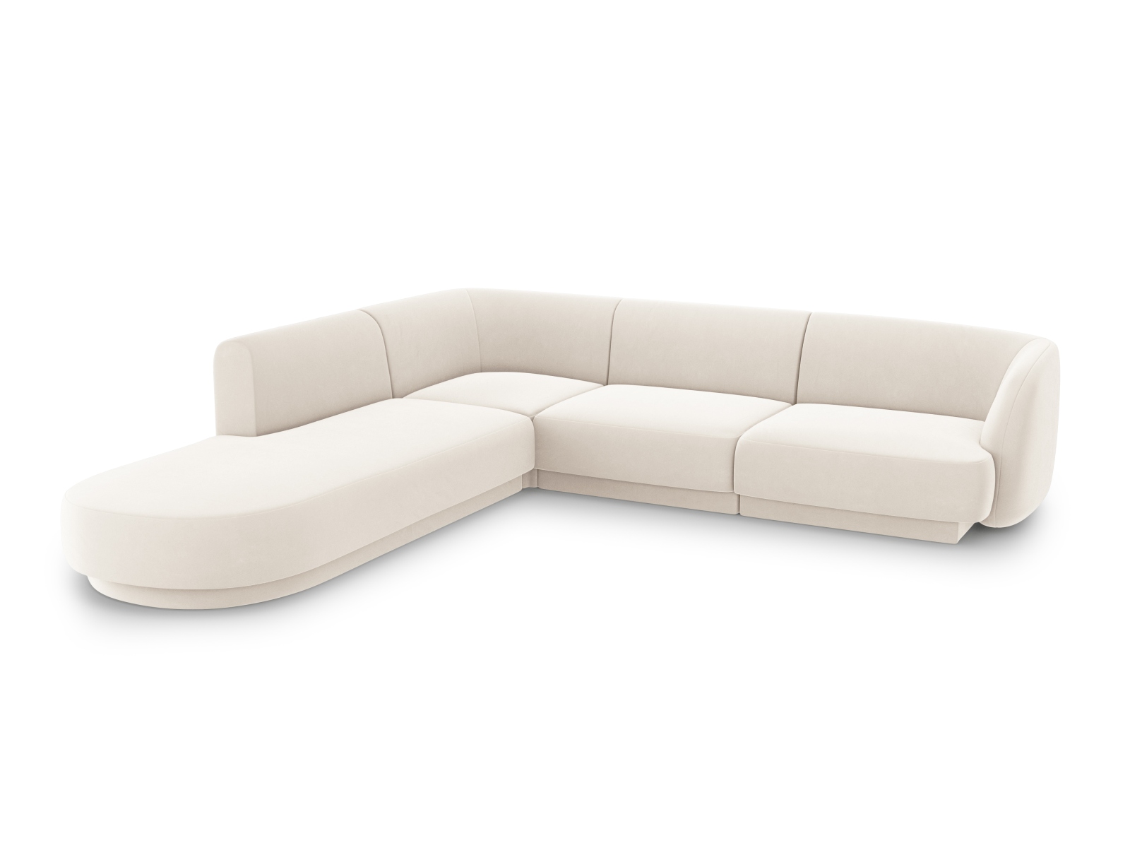 Velvet Left Corner Sofa, "Miley", 6 Seats, 255x248x70