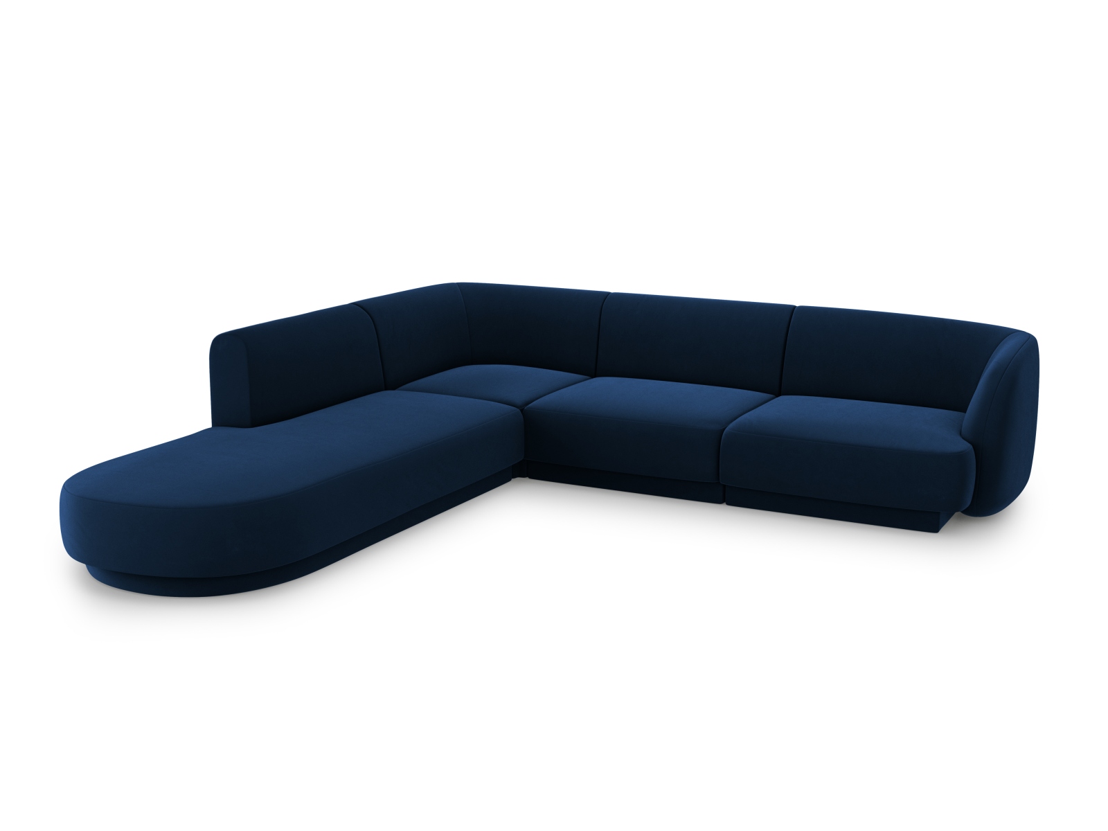 Velvet Left Corner Sofa, "Miley", 6 Seats, 255x248x70