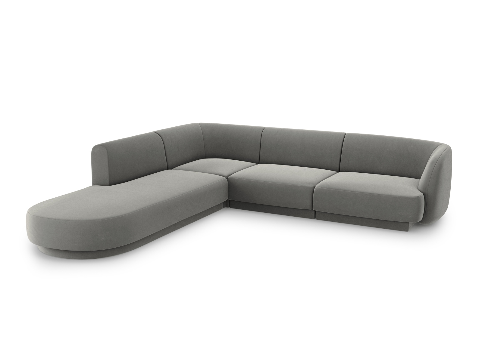 Velvet Left Corner Sofa, "Miley", 6 Seats, 255x248x70