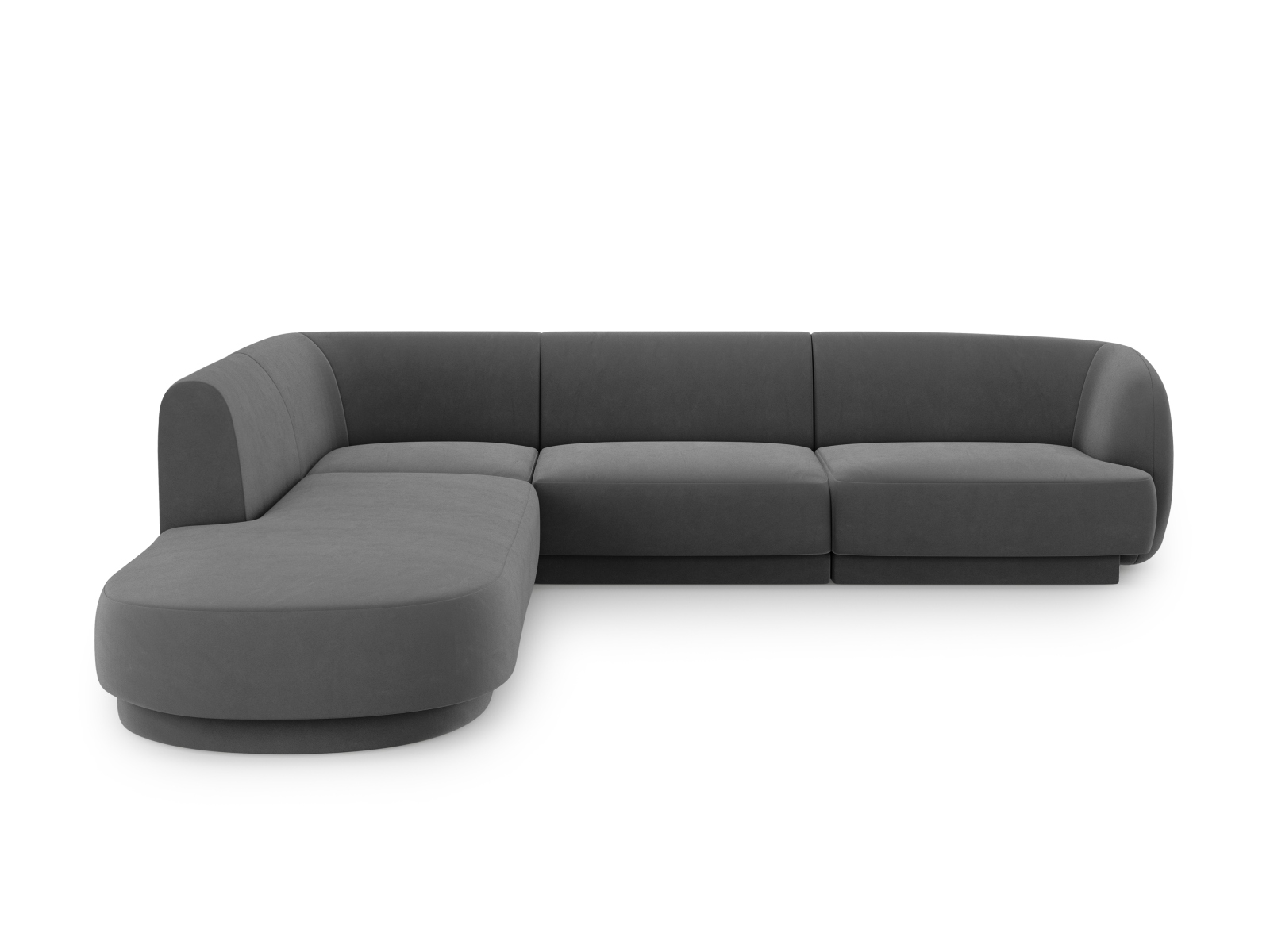 Velvet Left Corner Sofa, "Miley", 6 Seats, 255x248x70