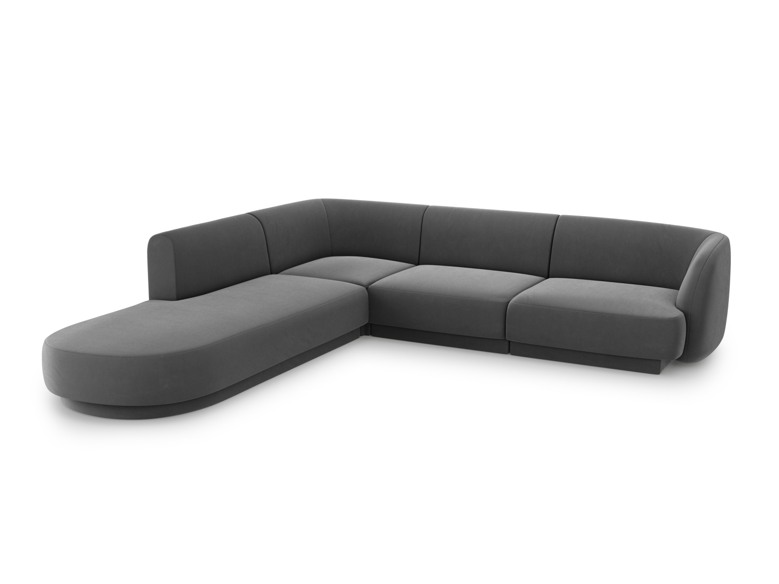 Velvet Left Corner Sofa, "Miley", 6 Seats, 255x248x70