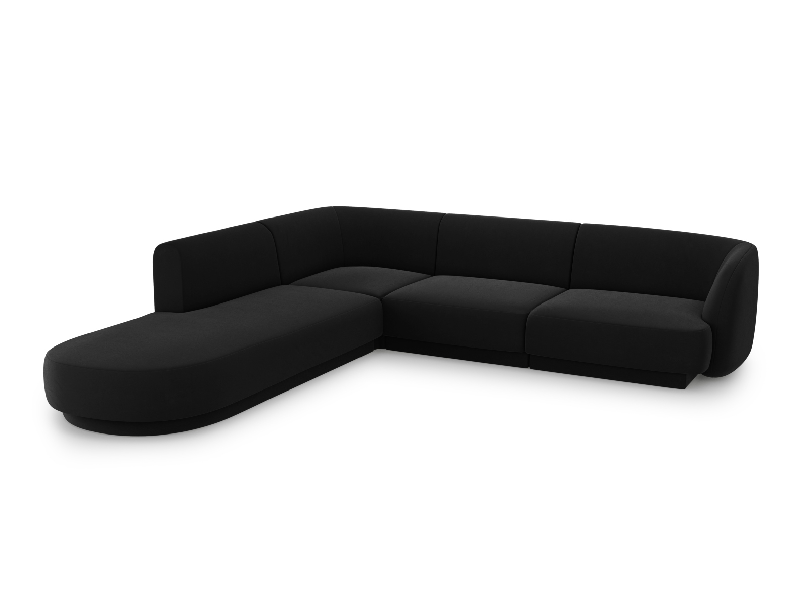 Velvet Left Corner Sofa, "Miley", 6 Seats, 255x248x70