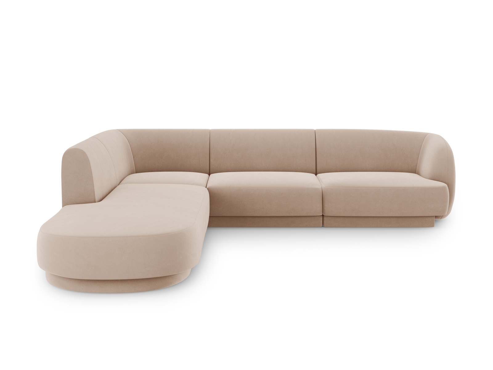 Velvet Left Corner Sofa, "Miley", 6 Seats, 255x248x70