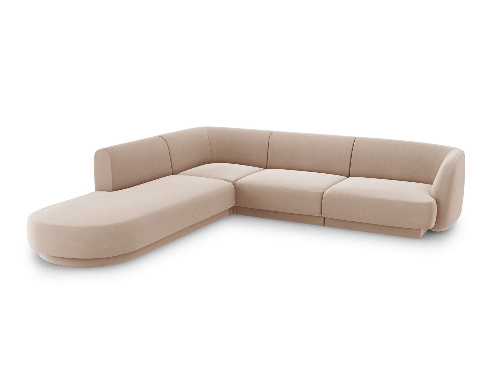 Velvet Left Corner Sofa, "Miley", 6 Seats, 255x248x70