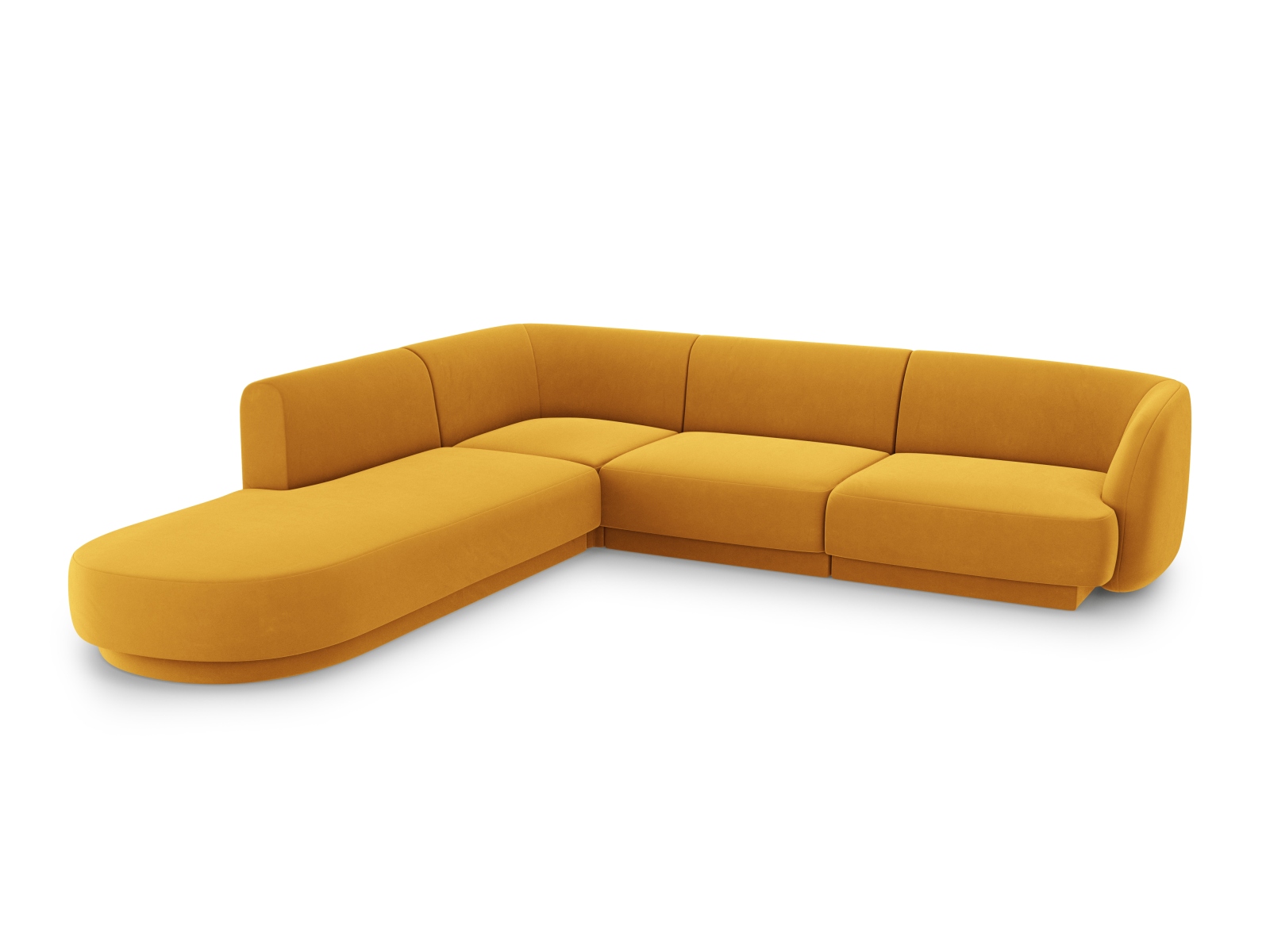 Velvet Left Corner Sofa, "Miley", 6 Seats, 255x248x70