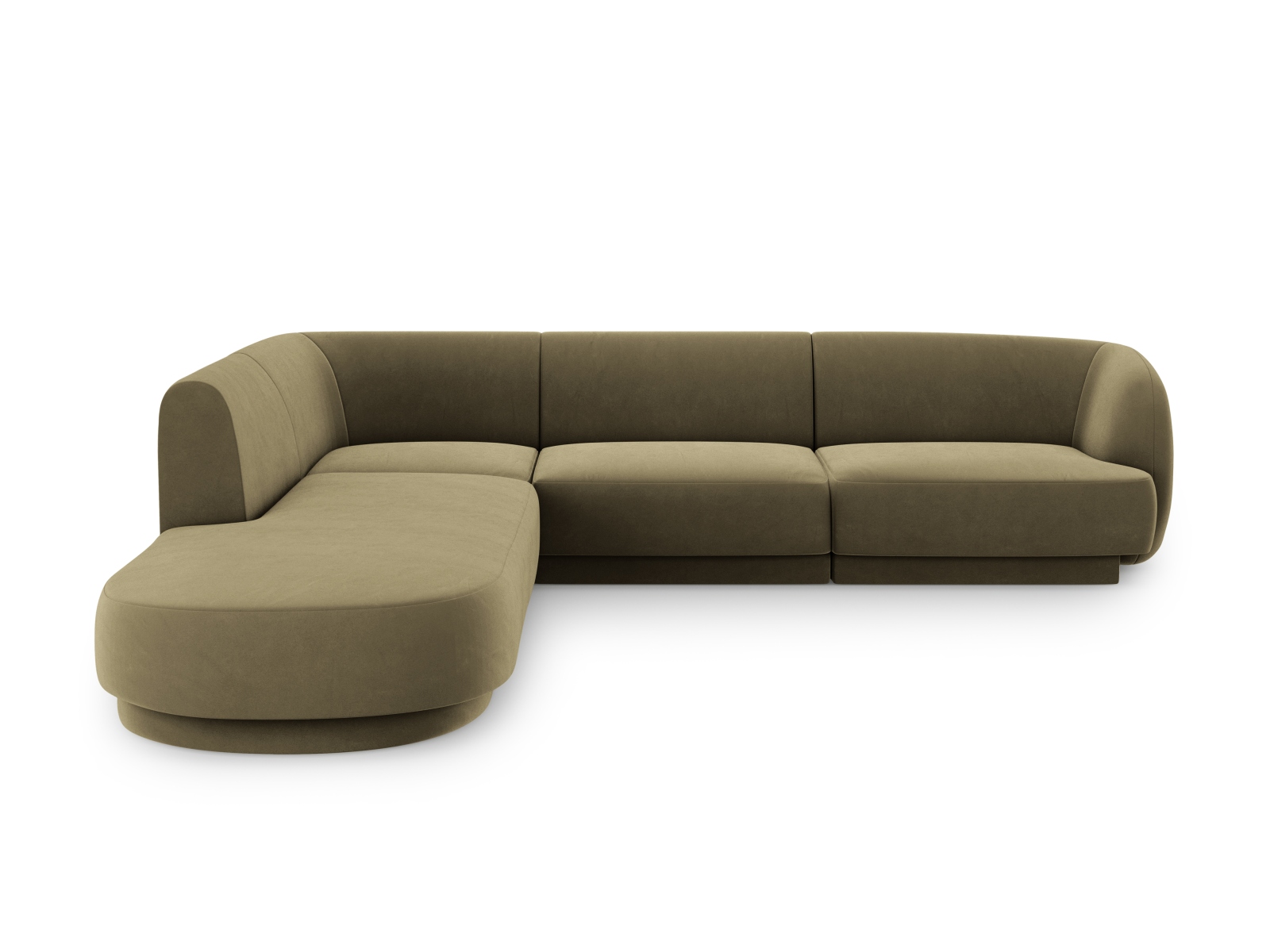 Velvet Left Corner Sofa, "Miley", 6 Seats, 255x248x70