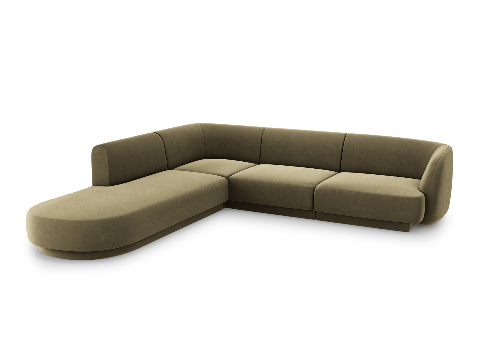 Velvet Left Corner Sofa, "Miley", 6 Seats, 255x248x70