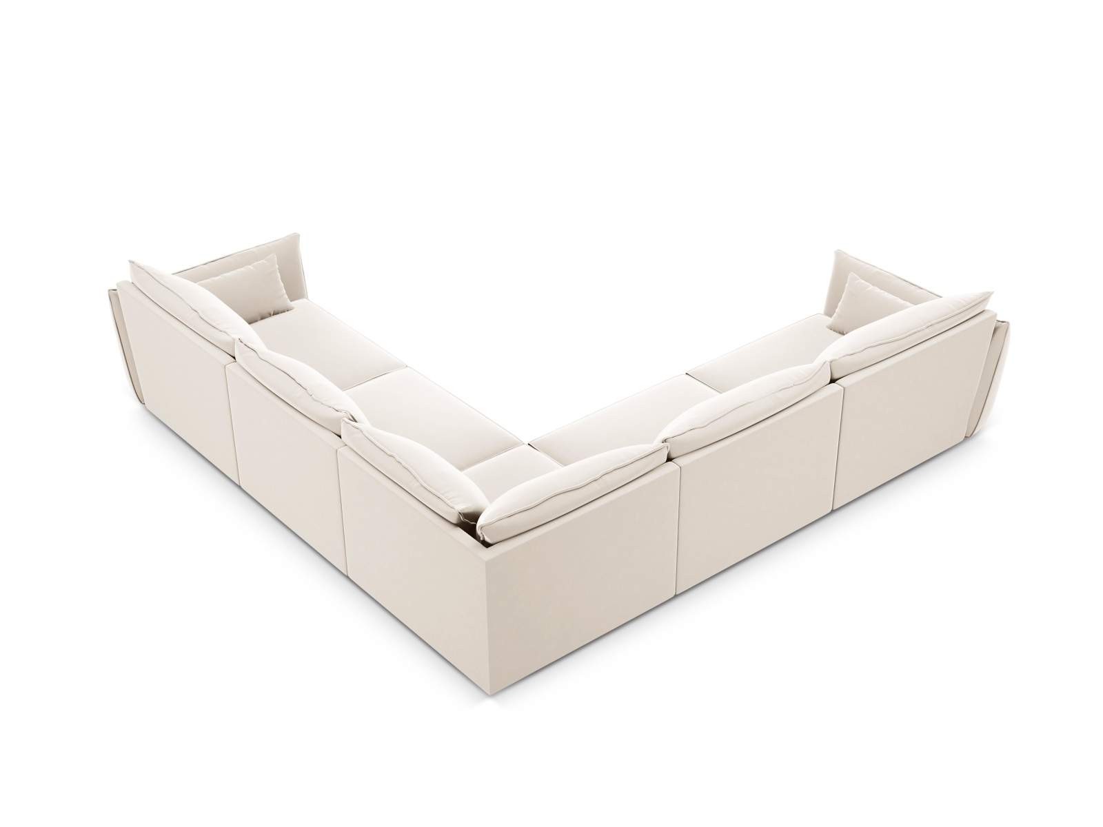 Velvet Symmetrical Corner Sofa, "Kaelle", 7 Seats, 286x286x85