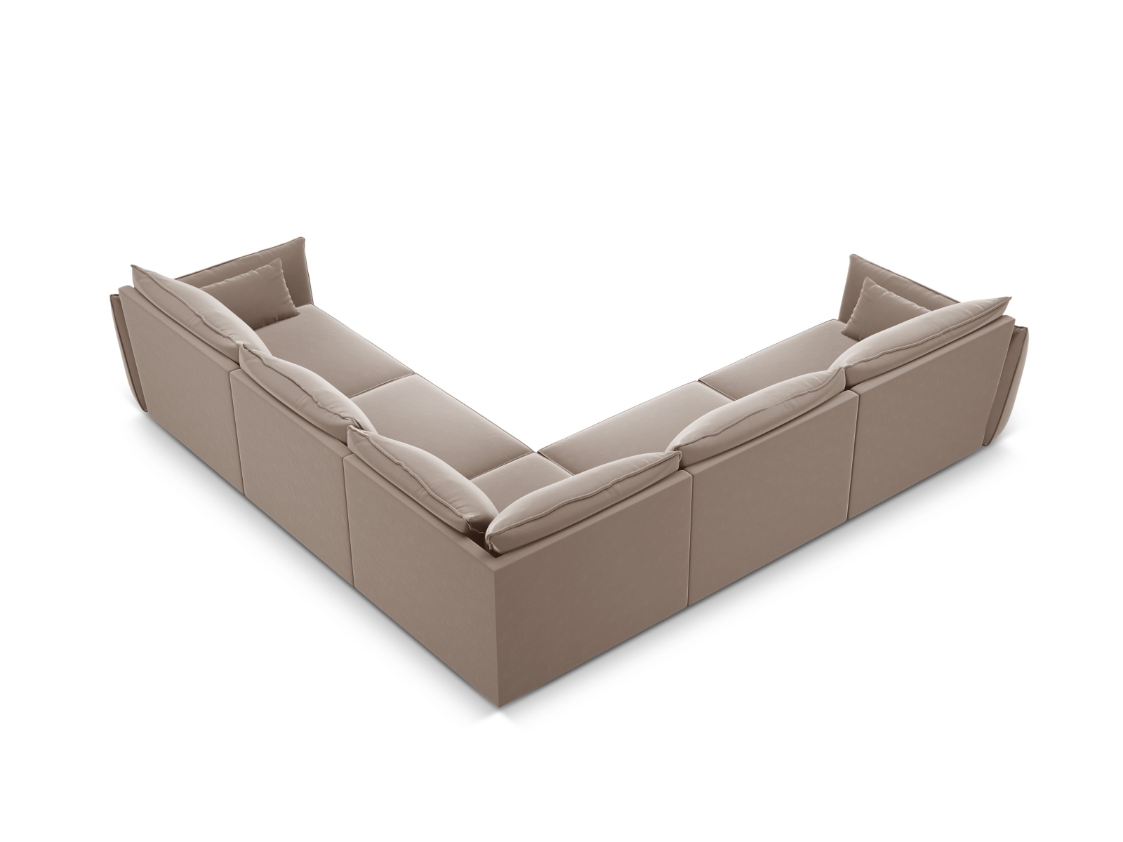 Velvet Symmetrical Corner Sofa, "Kaelle", 7 Seats, 286x286x85