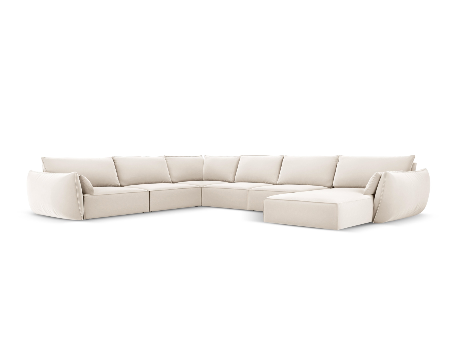 Velvet Panoramic Left Corner Sofa, "Kaelle", 8 Seats, 384x284x85
