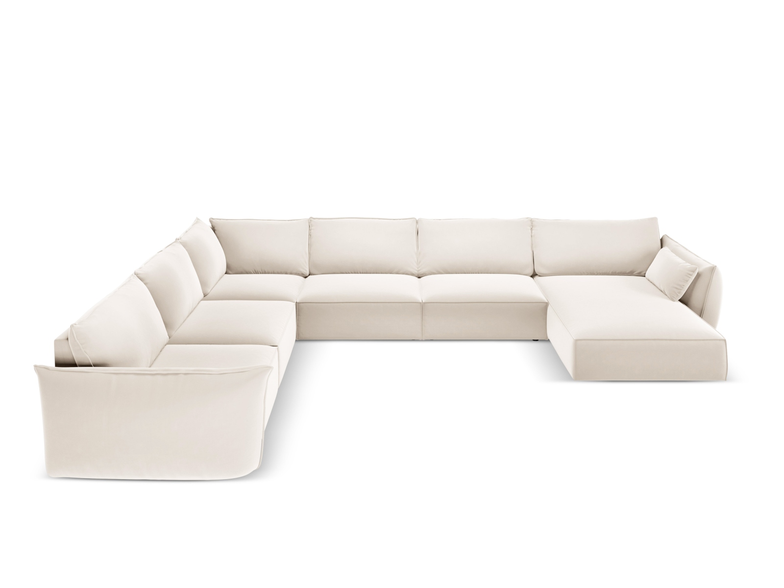 Velvet Panoramic Left Corner Sofa, "Kaelle", 8 Seats, 384x284x85